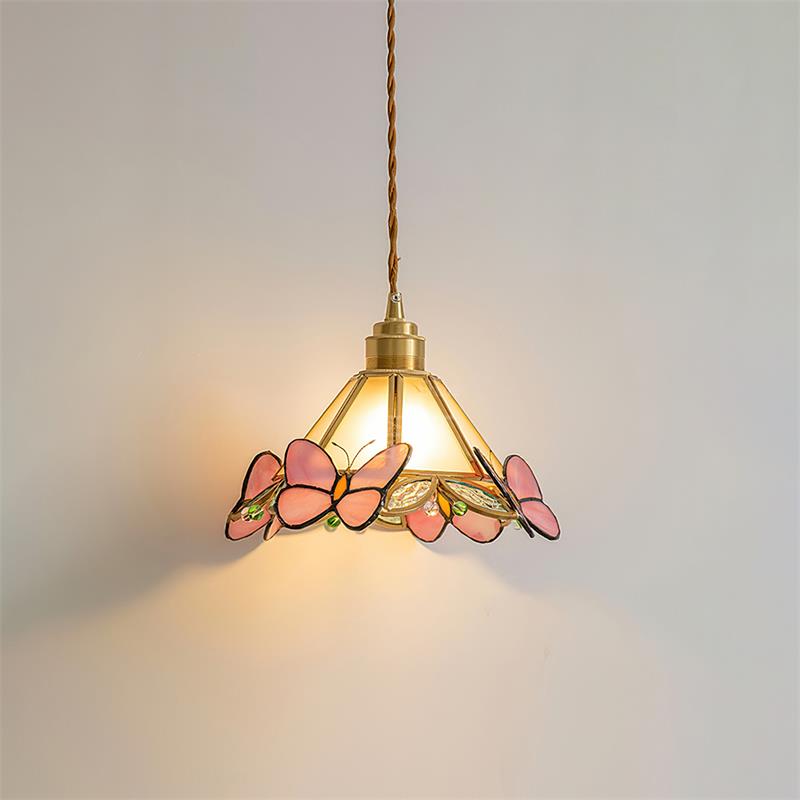 Pendelleuchte Schmetterling Buntglas Vintage-Letslighting