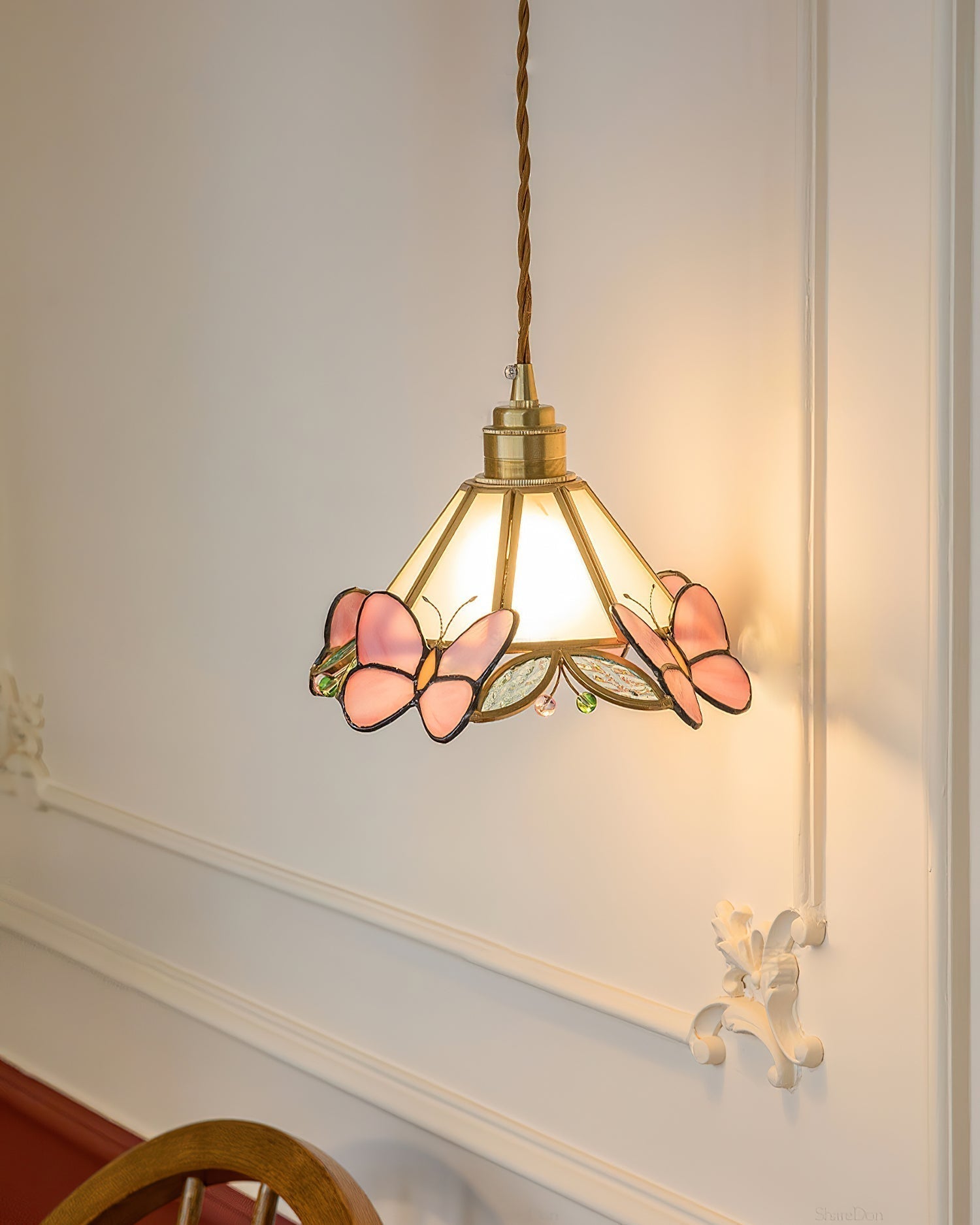 Pendelleuchte Schmetterling Buntglas Vintage-Letslighting