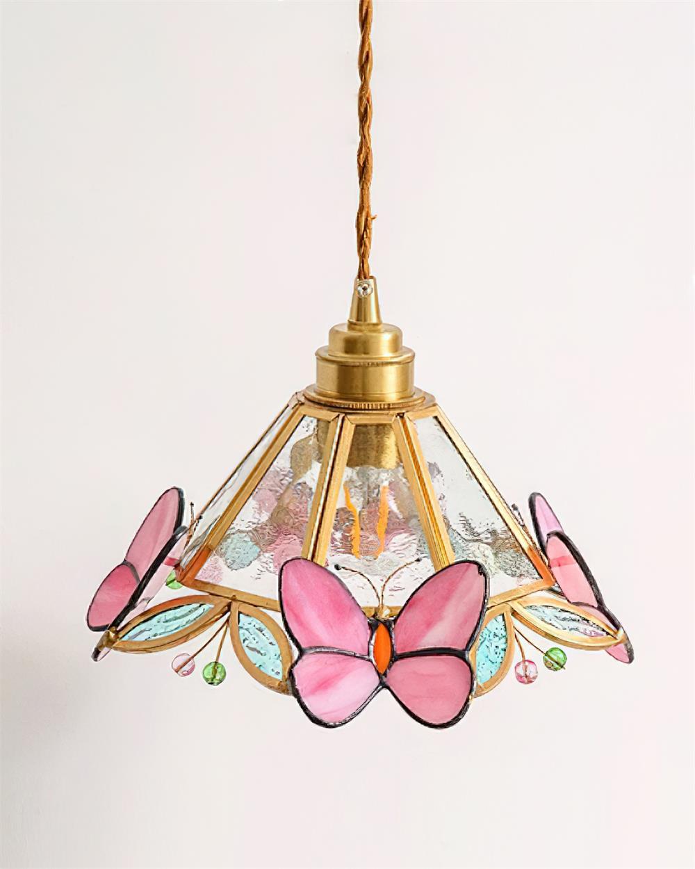 Pendelleuchte Schmetterling Buntglas Vintage-Letslighting