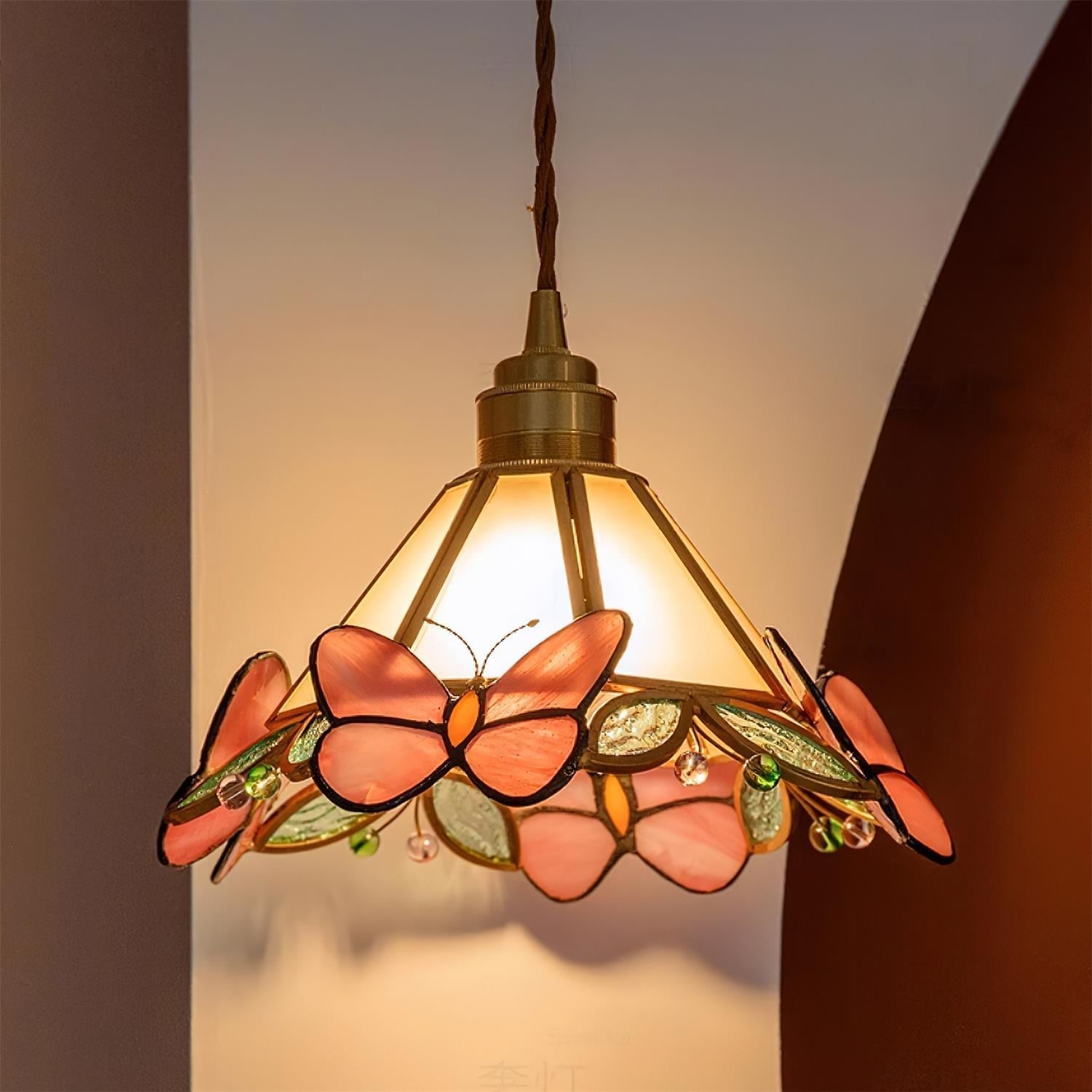 Pendelleuchte Schmetterling Buntglas Vintage-Letslighting
