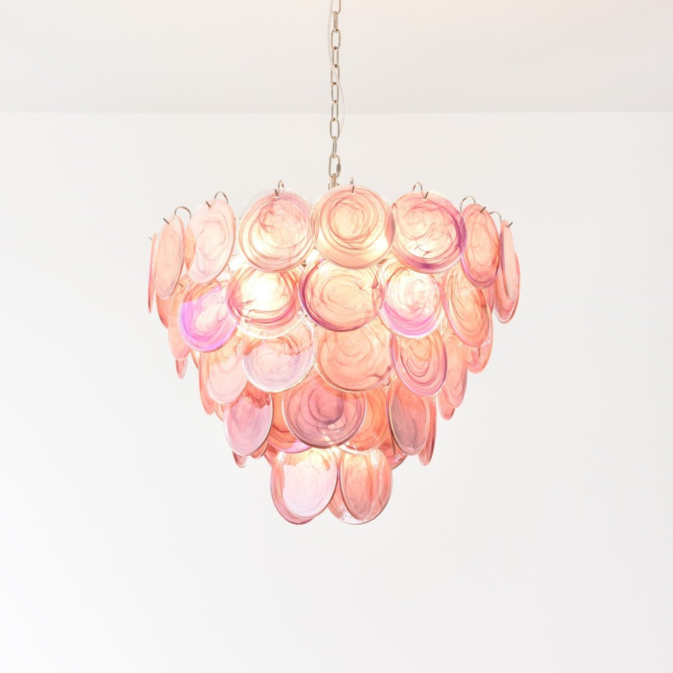 Aurora Chandelier Pink Murano Disc Layered - Neutralighting
