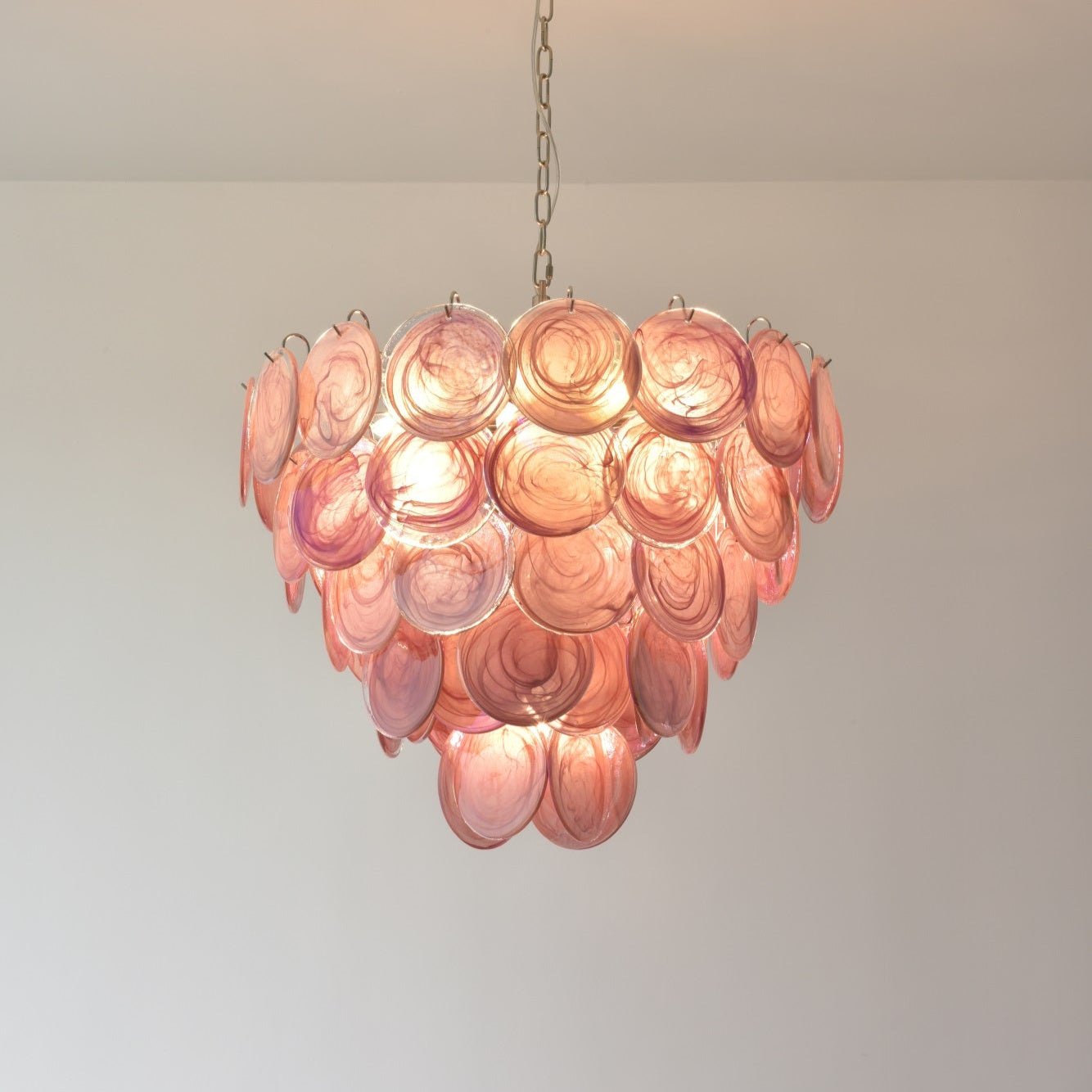Aurora Chandelier Pink Murano Disc Layered - Neutralighting