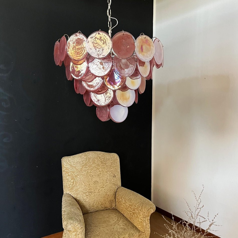 Aurora Chandelier Pink Murano Disc Layered - Neutralighting
