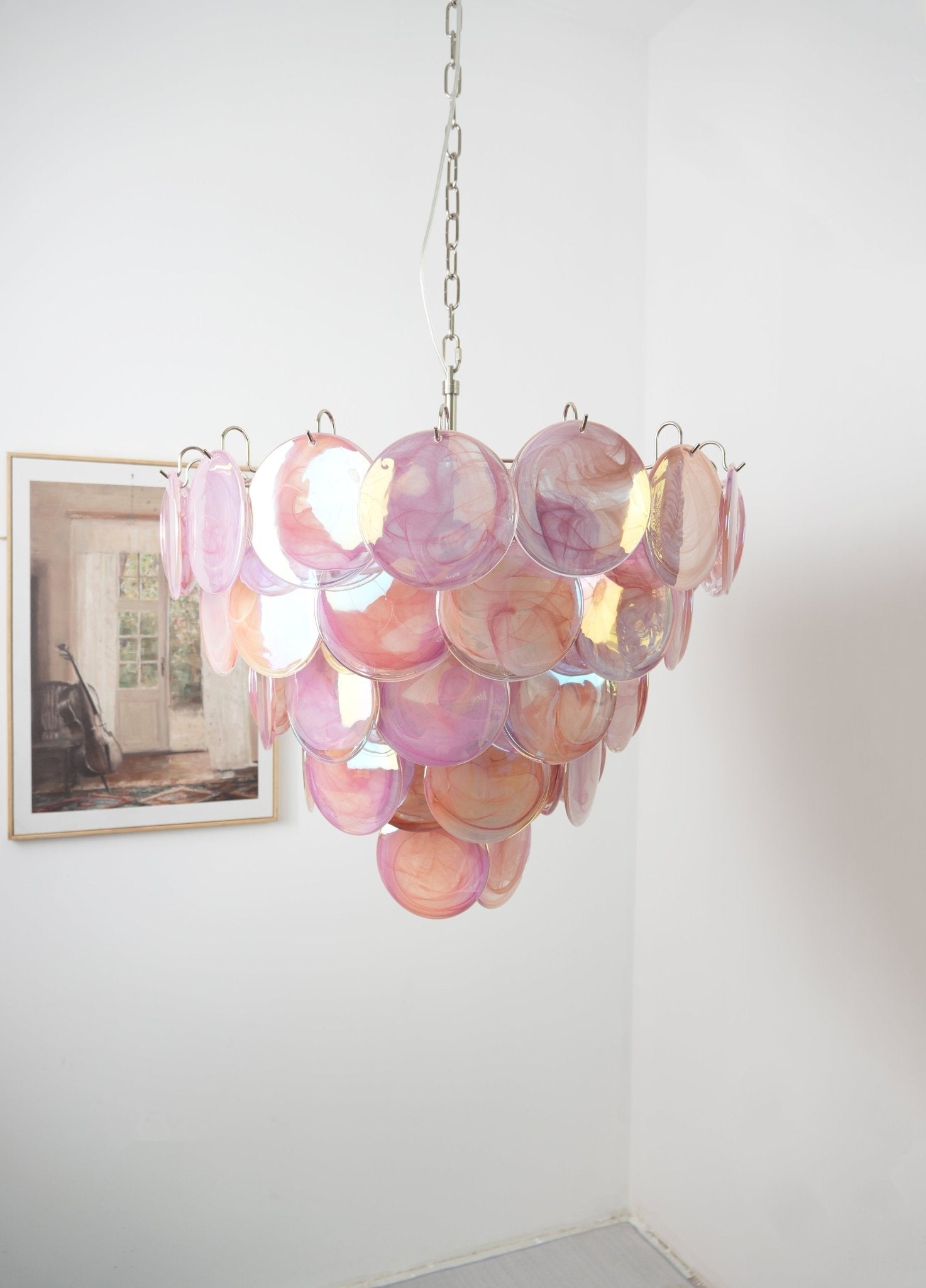 Aurora Chandelier Pink Murano Disc Layered - Neutralighting