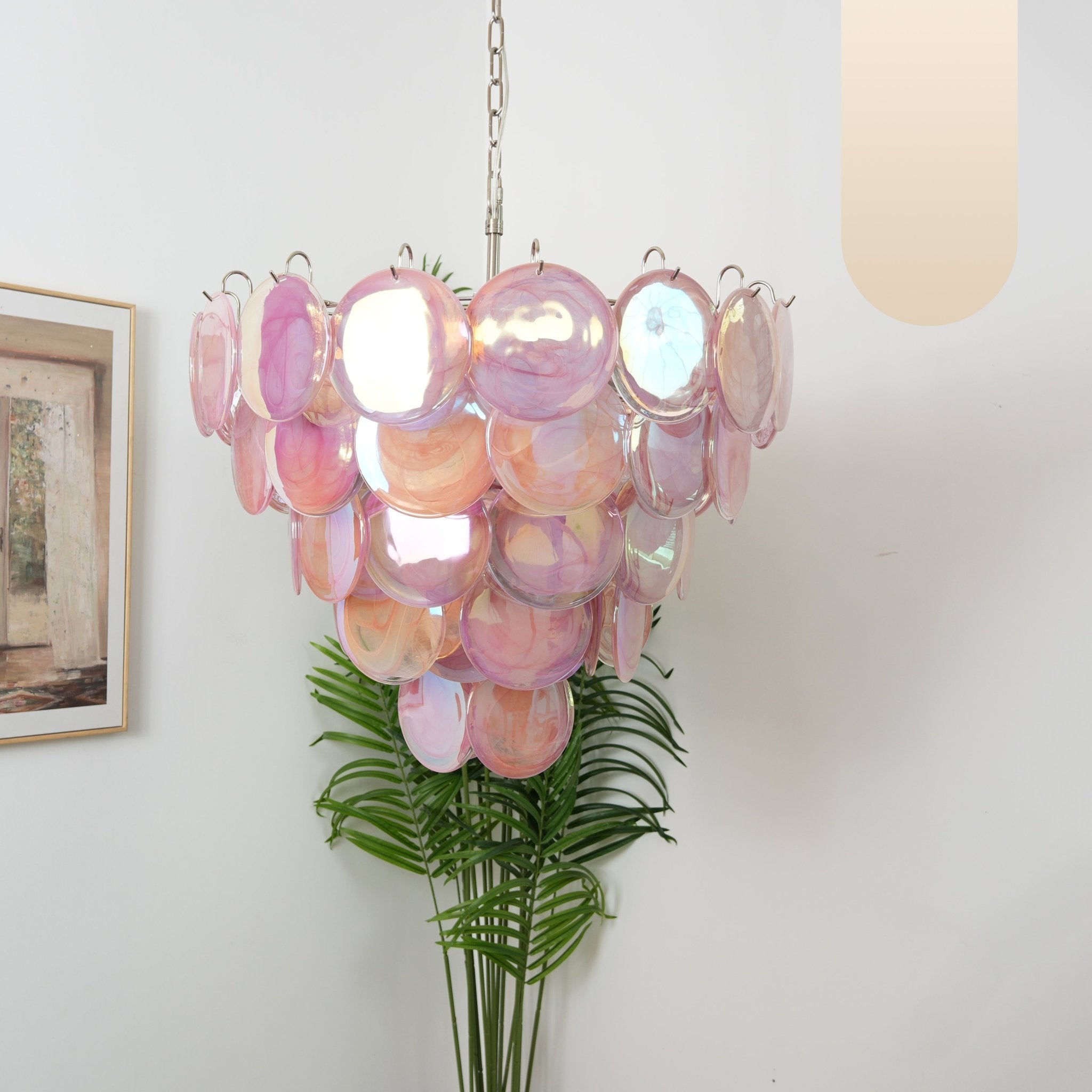 Aurora Chandelier Pink Murano Disc Layered - Neutralighting