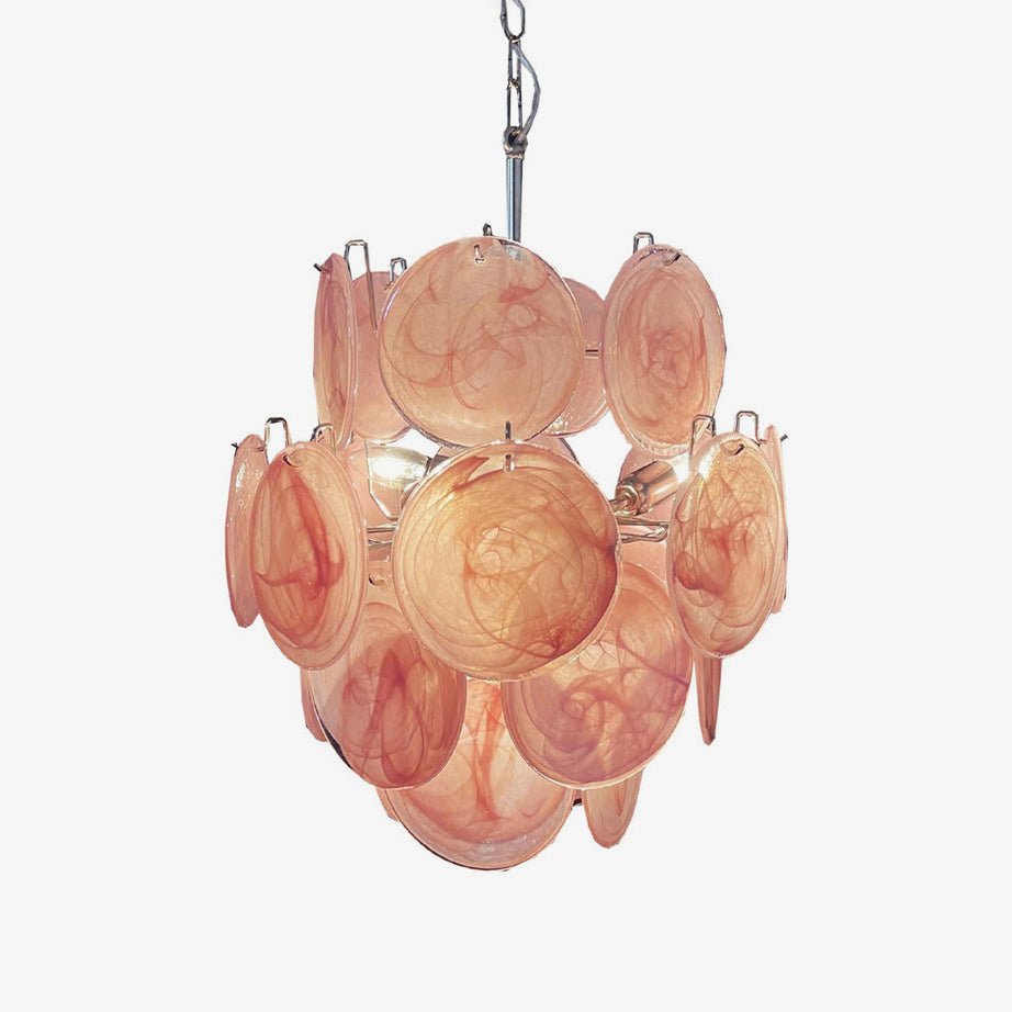 Aurora Chandelier Pink Murano Glass Disc Vintage Charm - Neutralighting