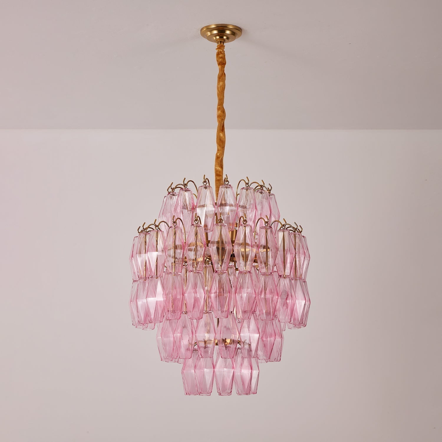 Aurora Chandelier Pink Murano Glass Layered Glam - Neutralighting