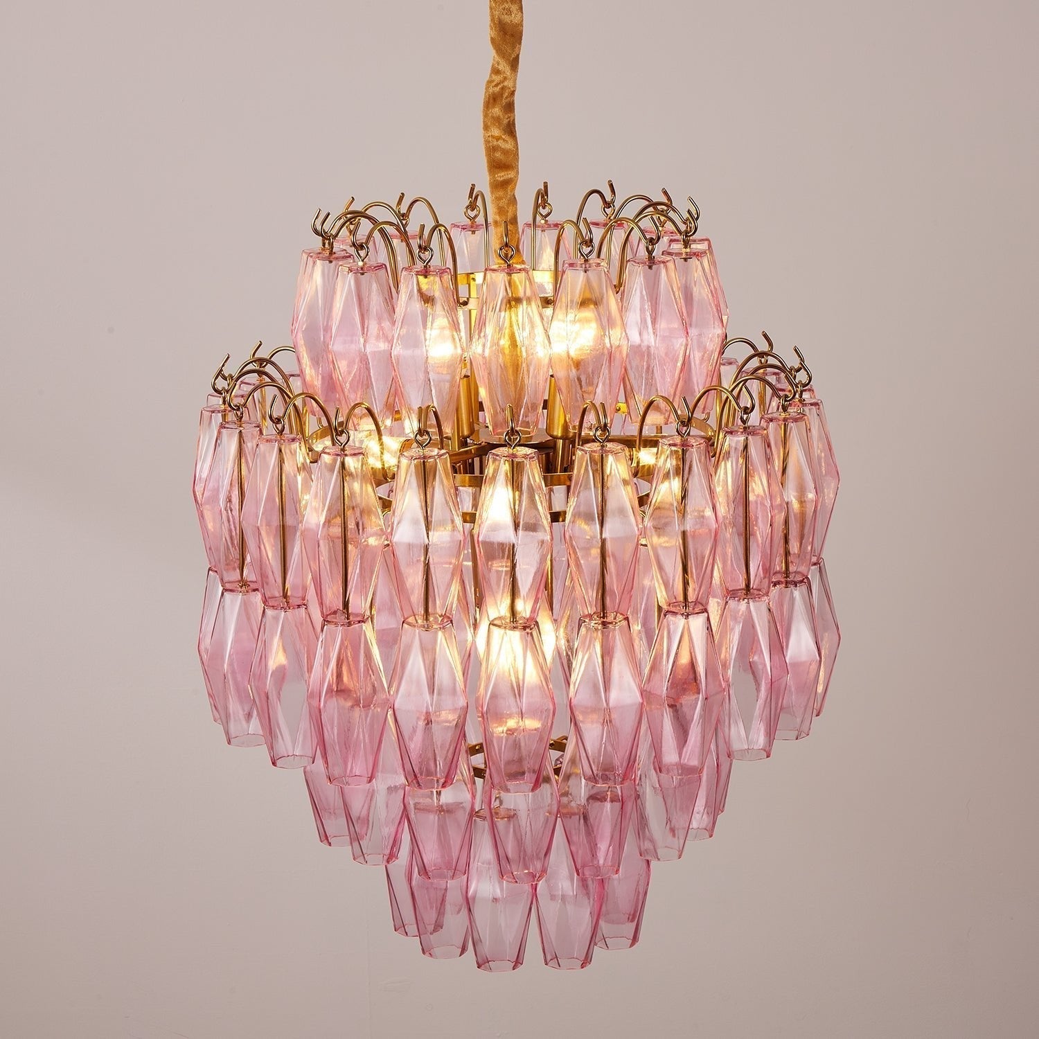 Aurora Chandelier Pink Murano Glass Layered Glam - Neutralighting