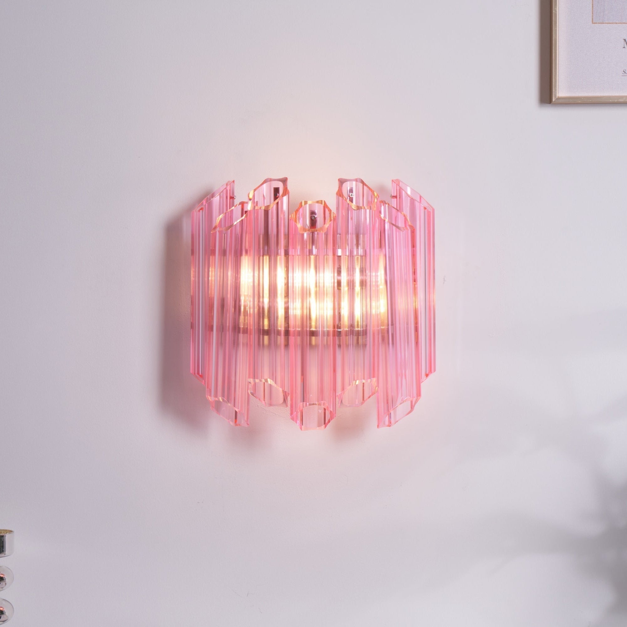 Aurora Wall Lamp Pink Murano Glass Tube - Blowlighting
