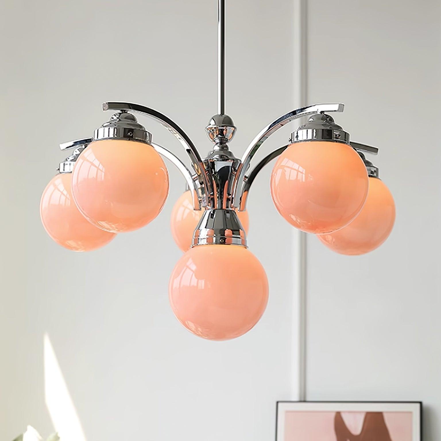 Lustra Eleganter Kronleuchter aus Rosa Glas-Letslighting