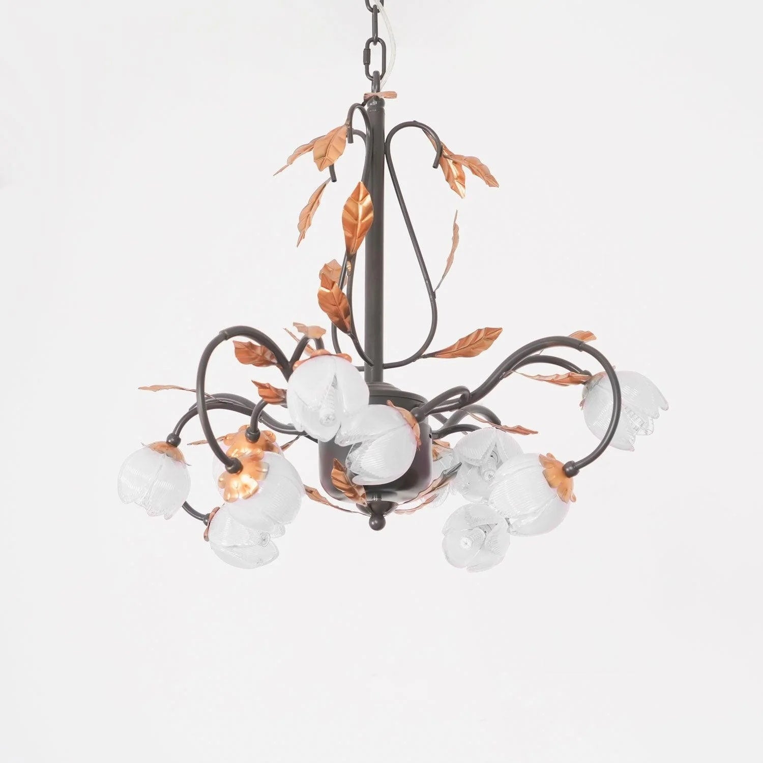 Avelora Vintage Industrieller Tulpen-Kronleuchter Pinkes Glas-Letslighting