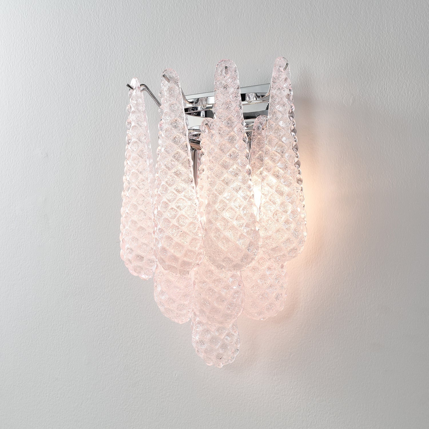 Aurora Wall Sconce Pink Waffle Glass Modern - Neutralighting