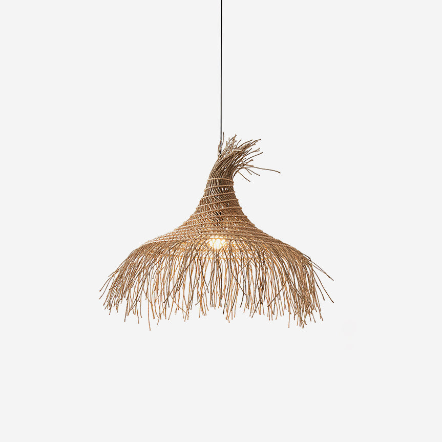 Pendelleuchte Rattan Schirm Metallrahmen Bohemian Natur-Letslighting