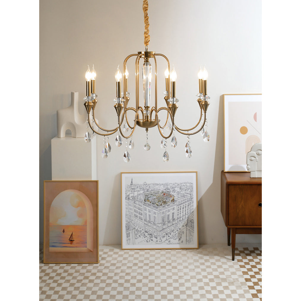 Ercararis Vintage Industrie Messing-Kristall-Kronleuchter-Letslighting