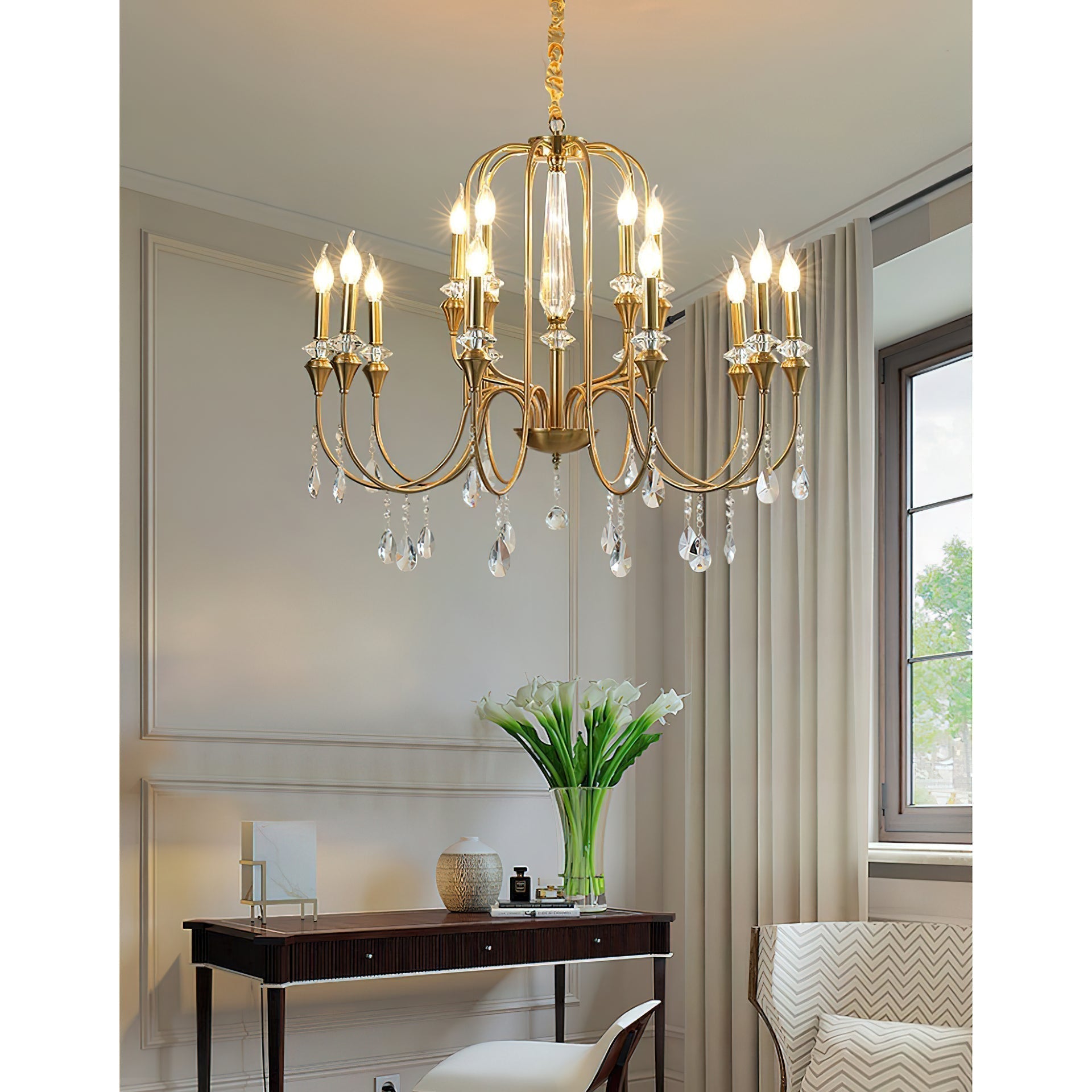 Ercararis Vintage Industrie Messing-Kristall-Kronleuchter-Letslighting