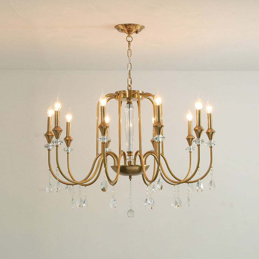 Ercararis Vintage Industrie Messing-Kristall-Kronleuchter-Letslighting