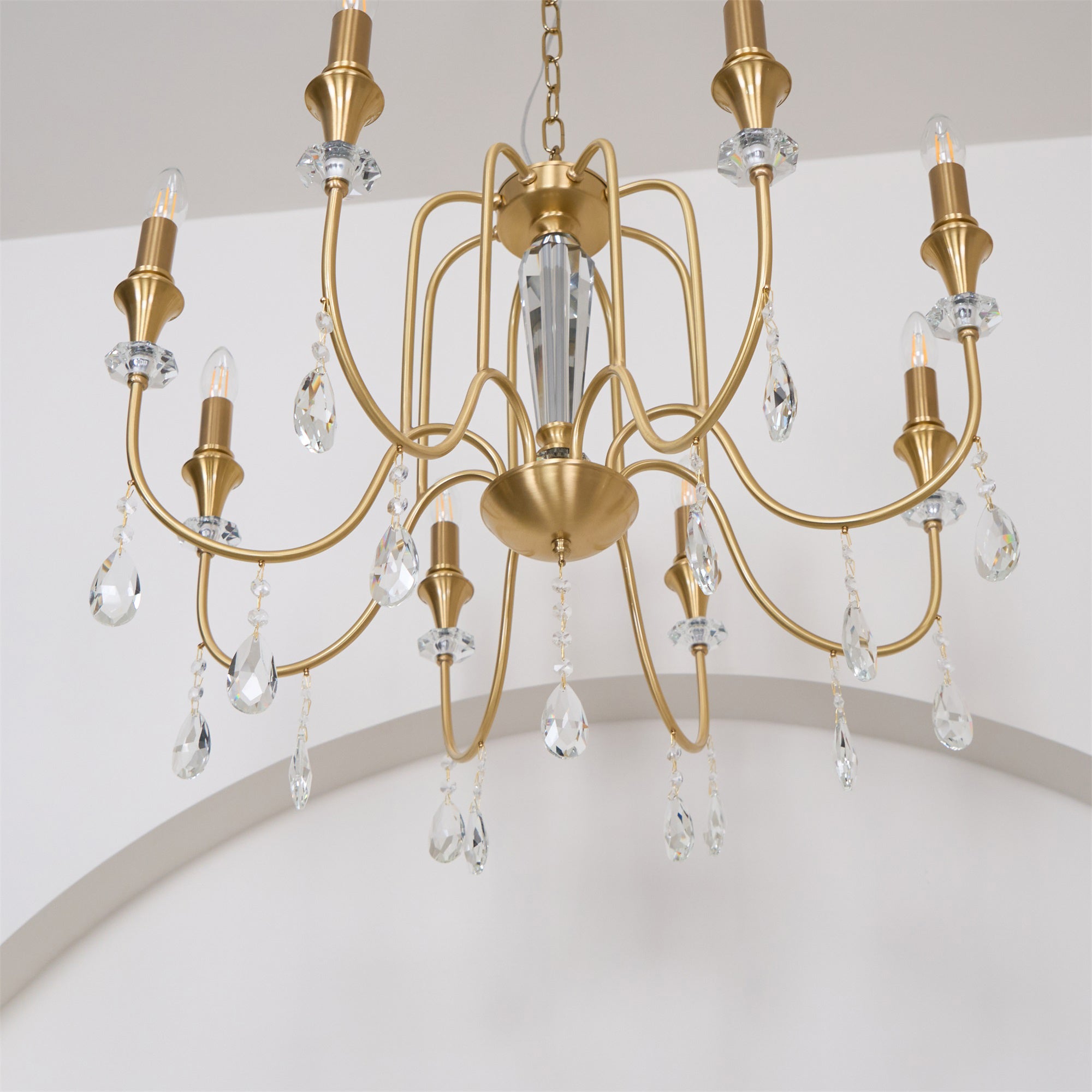 Ercararis Vintage Industrie Messing-Kristall-Kronleuchter-Letslighting