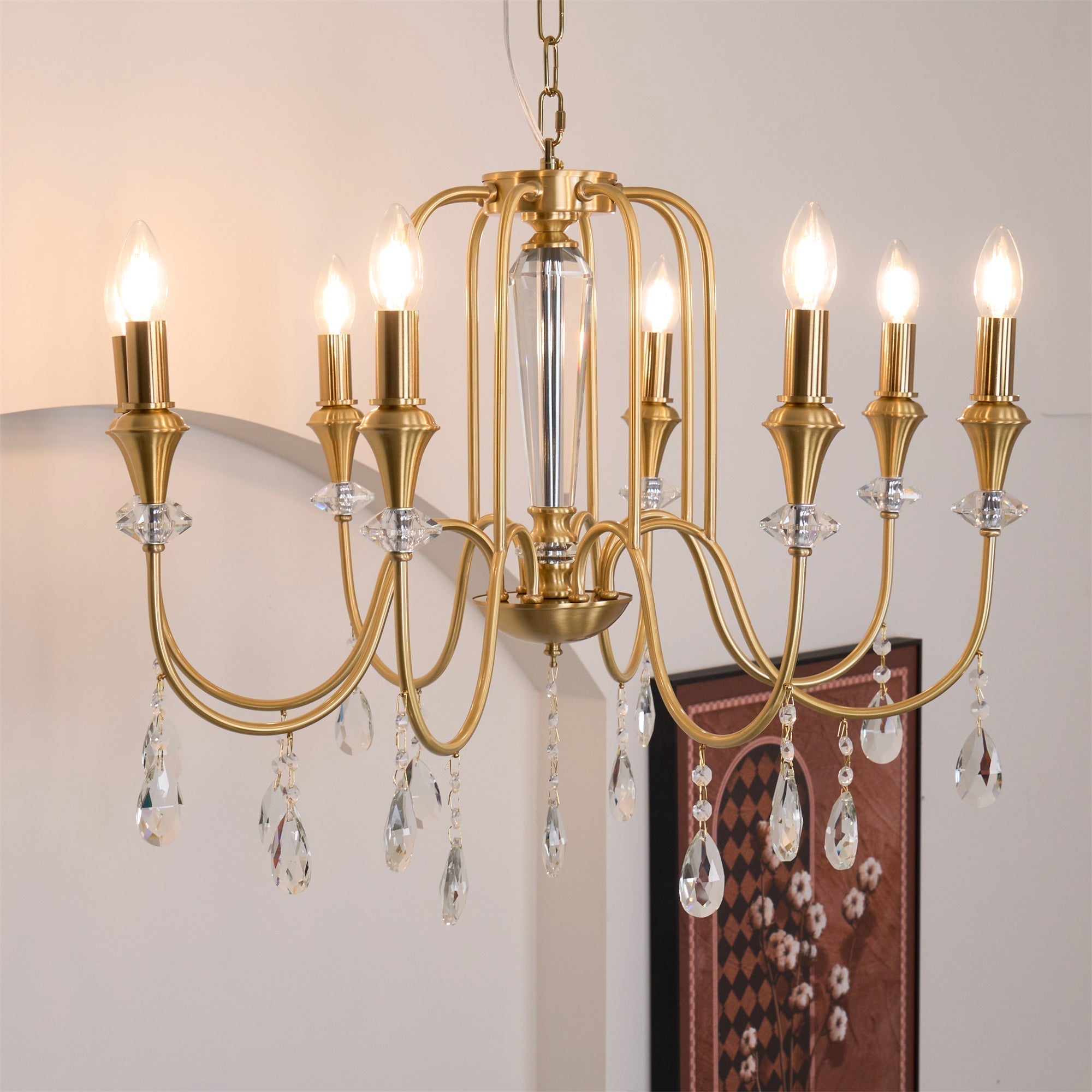 Ercararis Vintage Industrie Messing-Kristall-Kronleuchter-Letslighting