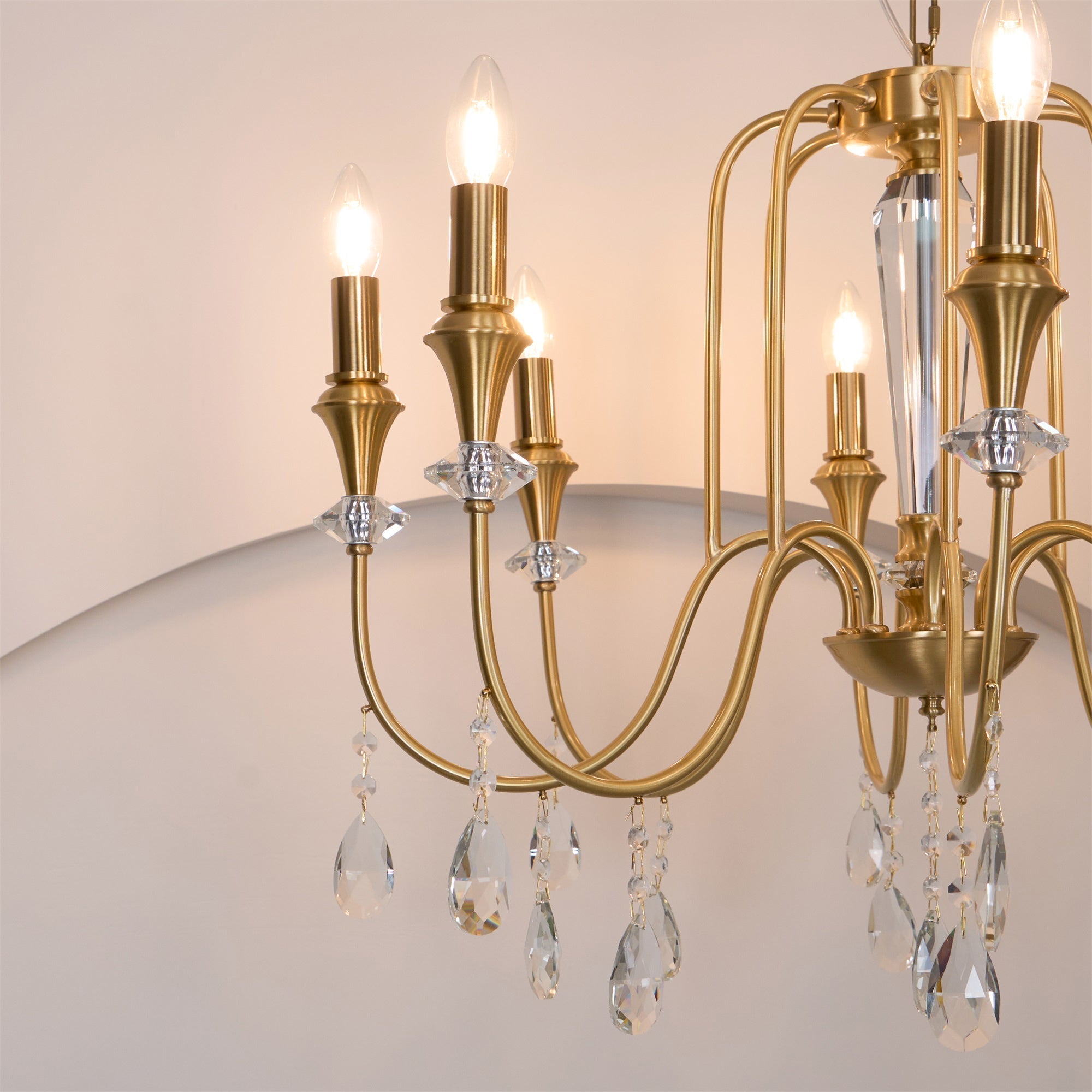 Ercararis Vintage Industrie Messing-Kristall-Kronleuchter-Letslighting