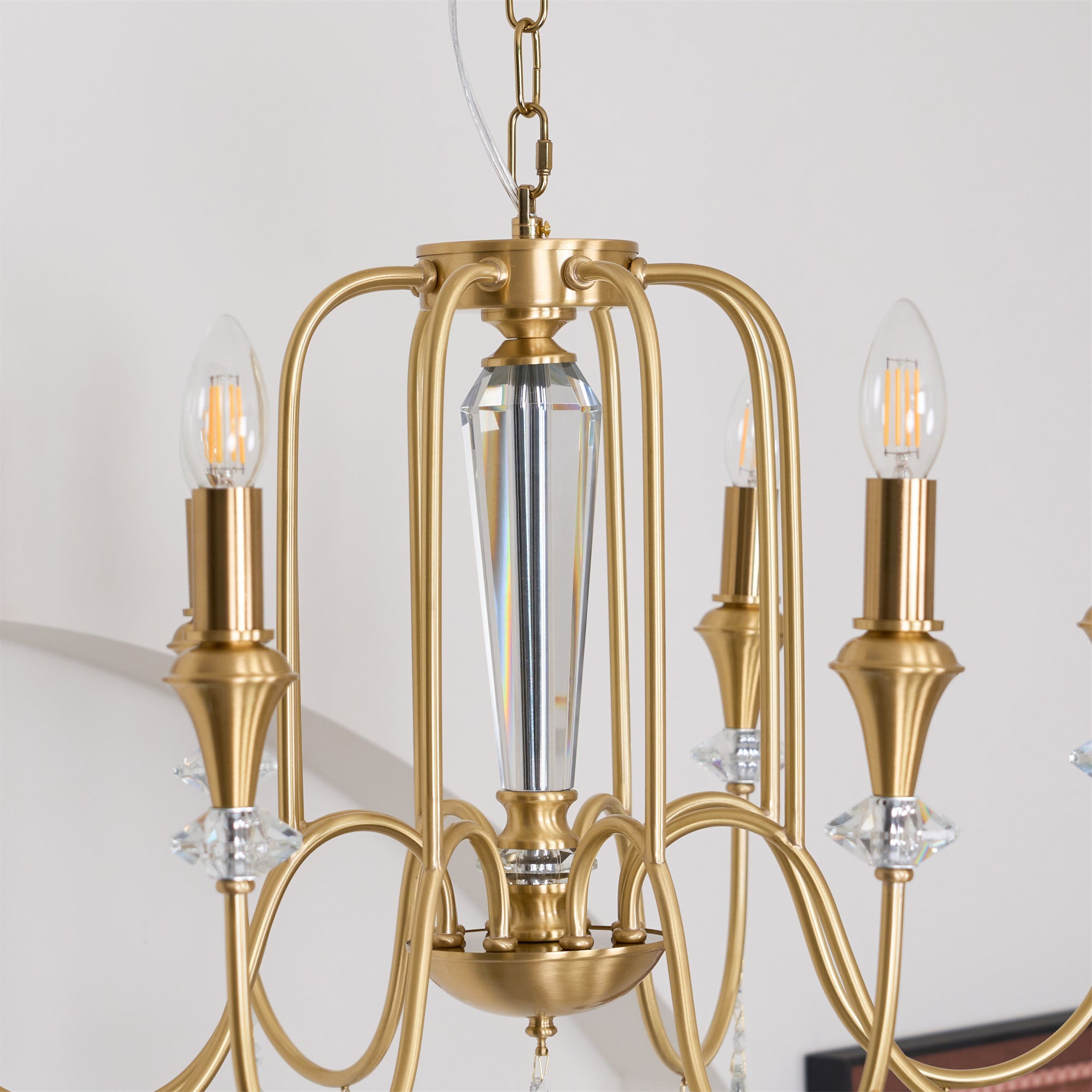 Ercararis Vintage Industrie Messing-Kristall-Kronleuchter-Letslighting