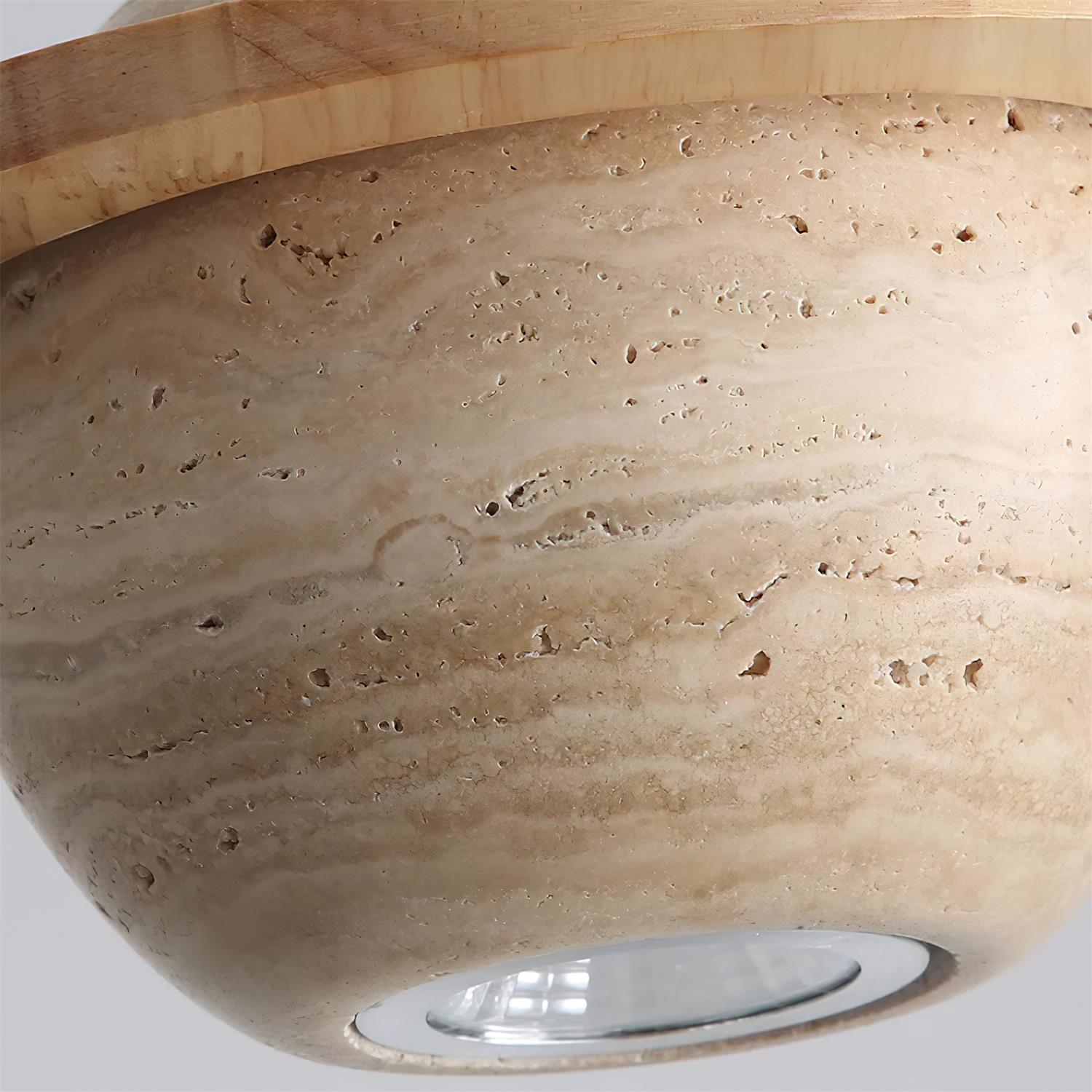 Pendant Light Travertine Planet Walnut Wood Ambient Minimalist - Letslighting