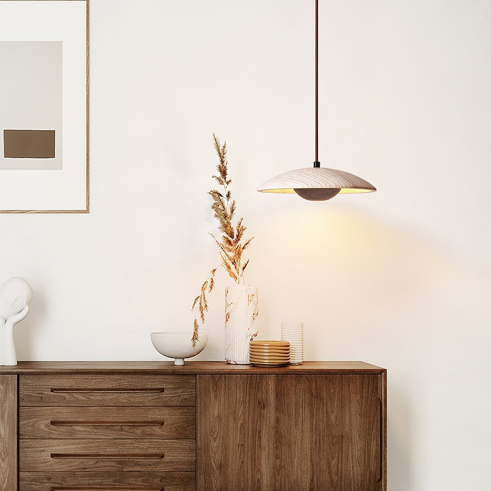 Zodore Wide-Brim Travertine Pendant Light - Neutralighting