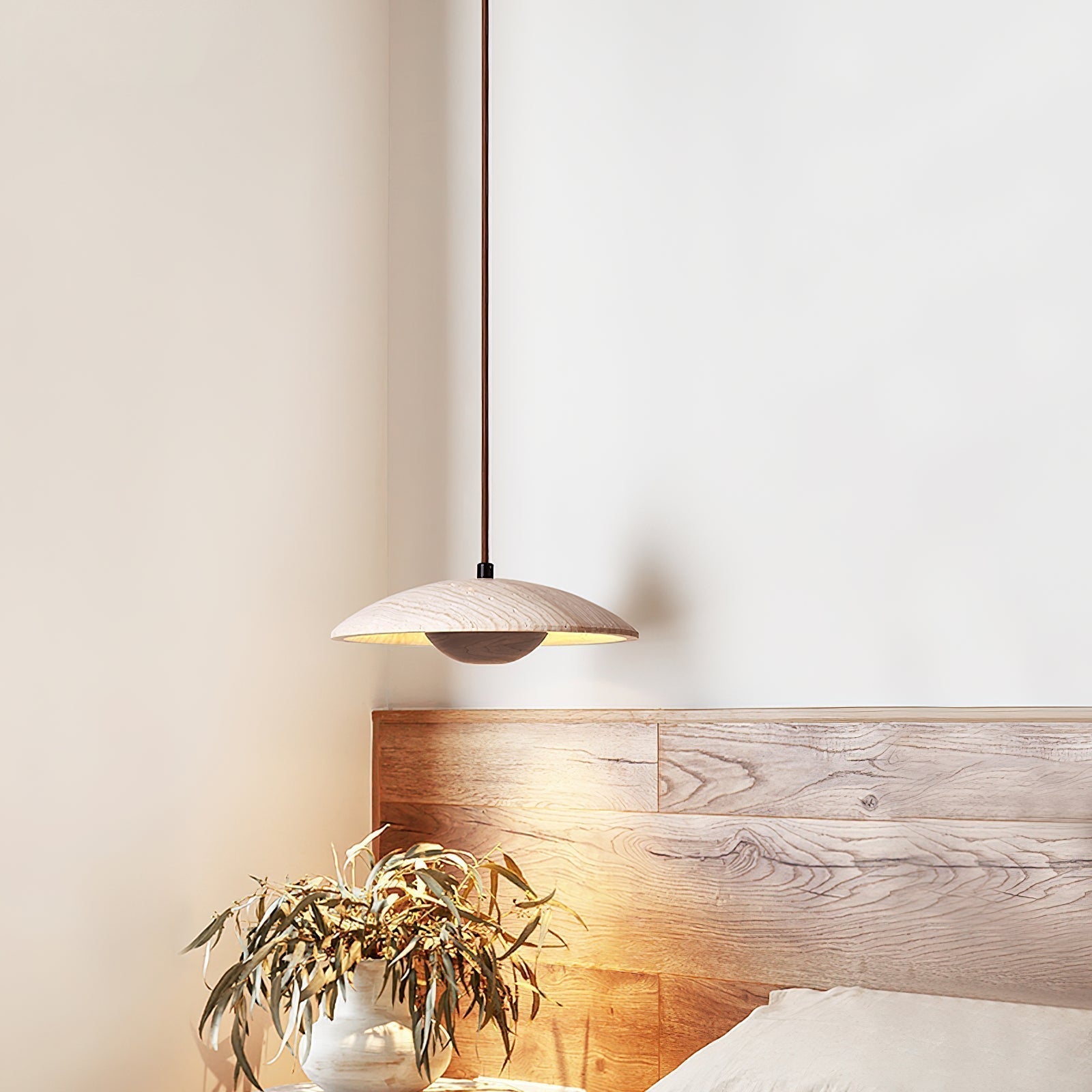 Zodore Wide-Brim Travertine Pendant Light - Neutralighting