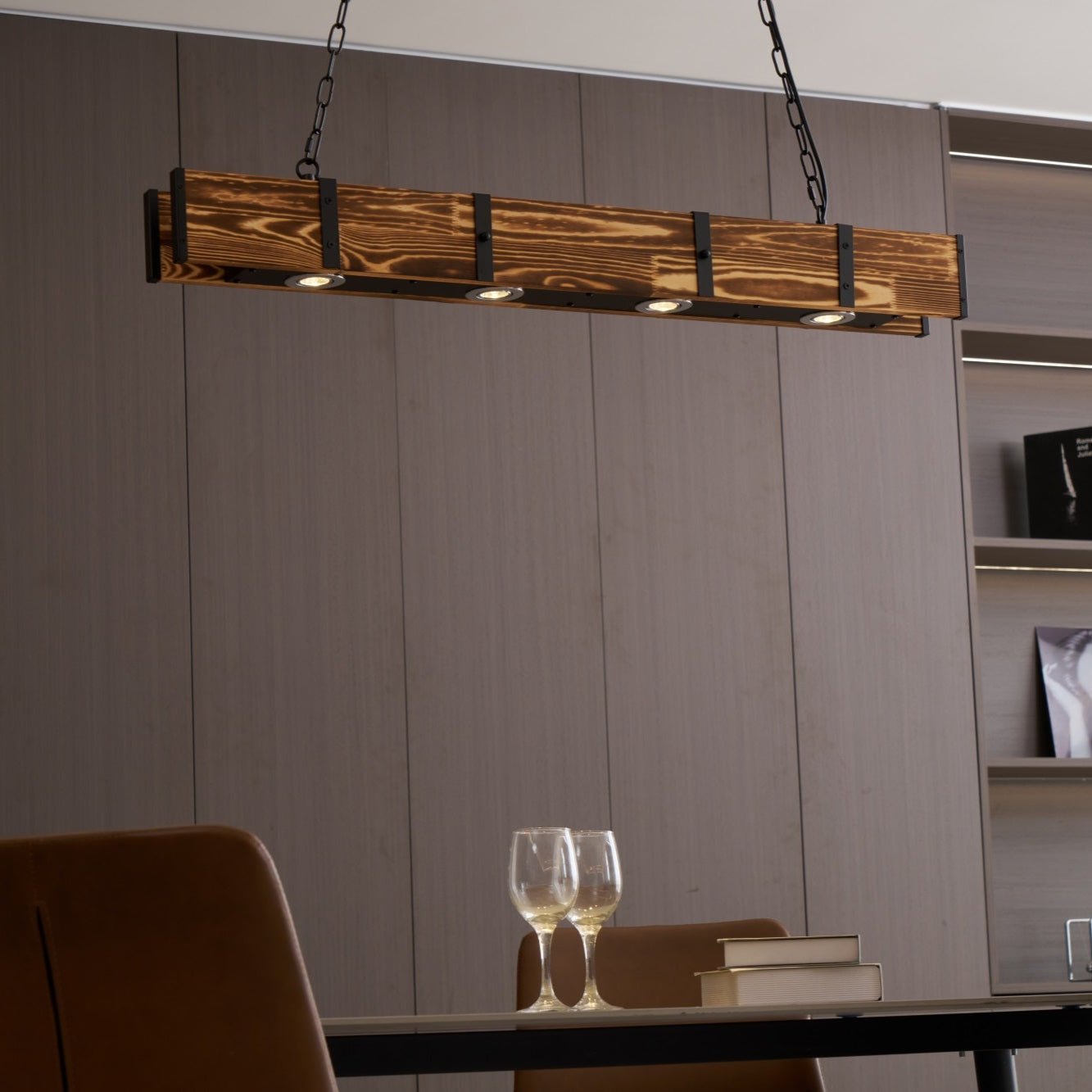Lustra Kronleuchter Pleva Linear Naturholz-Letslighting