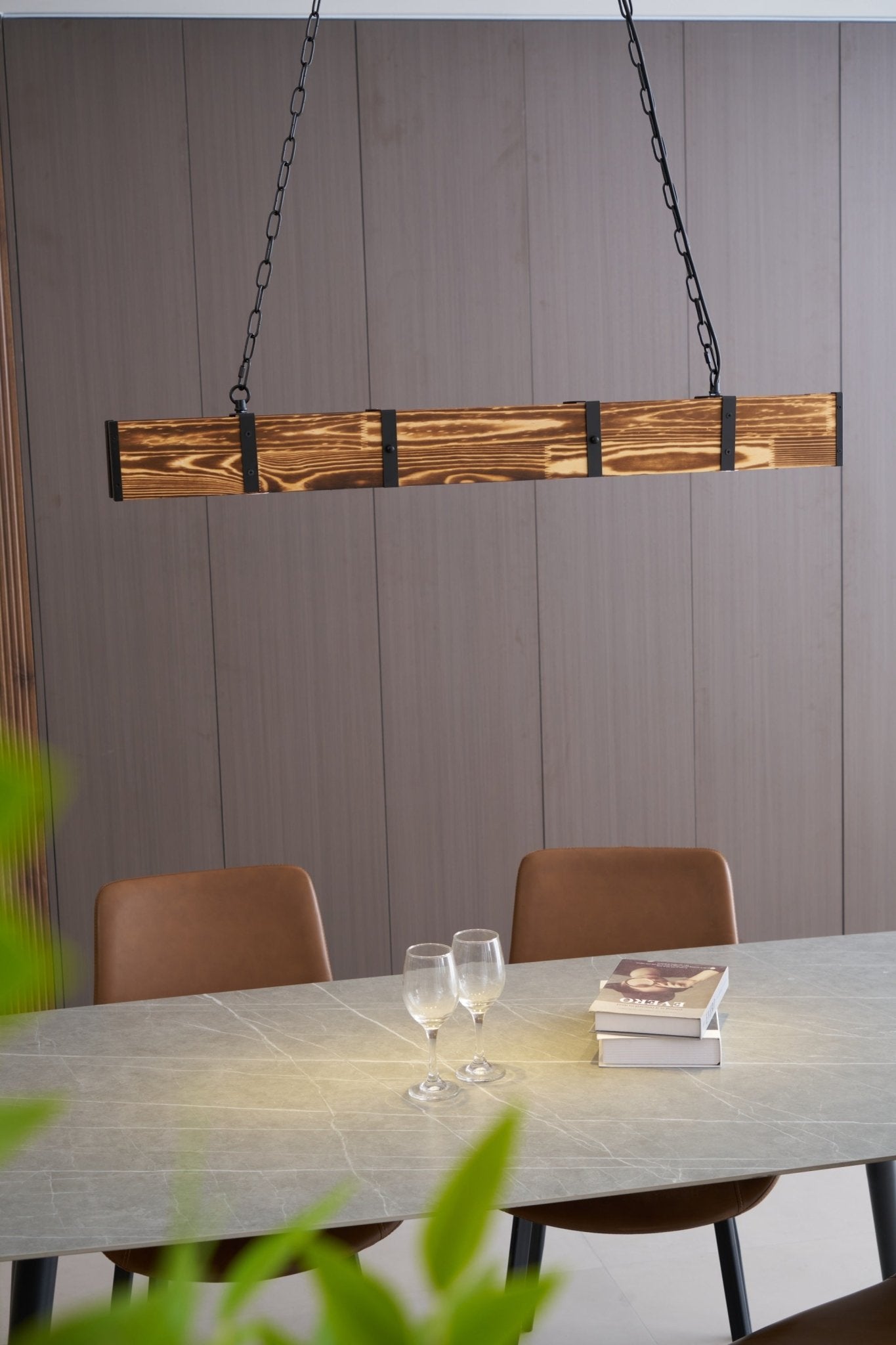 Lustra Kronleuchter Pleva Linear Naturholz-Letslighting