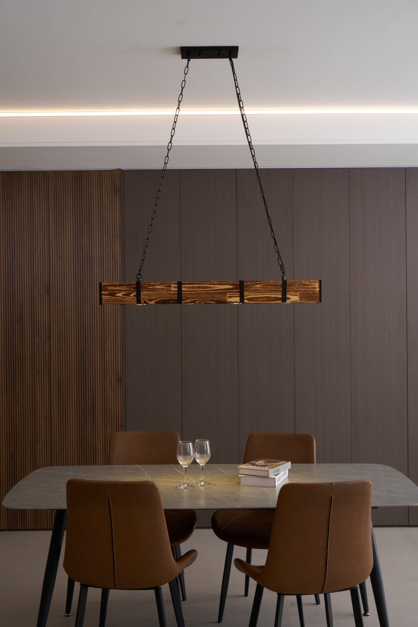 Lustra Kronleuchter Pleva Linear Naturholz-Letslighting