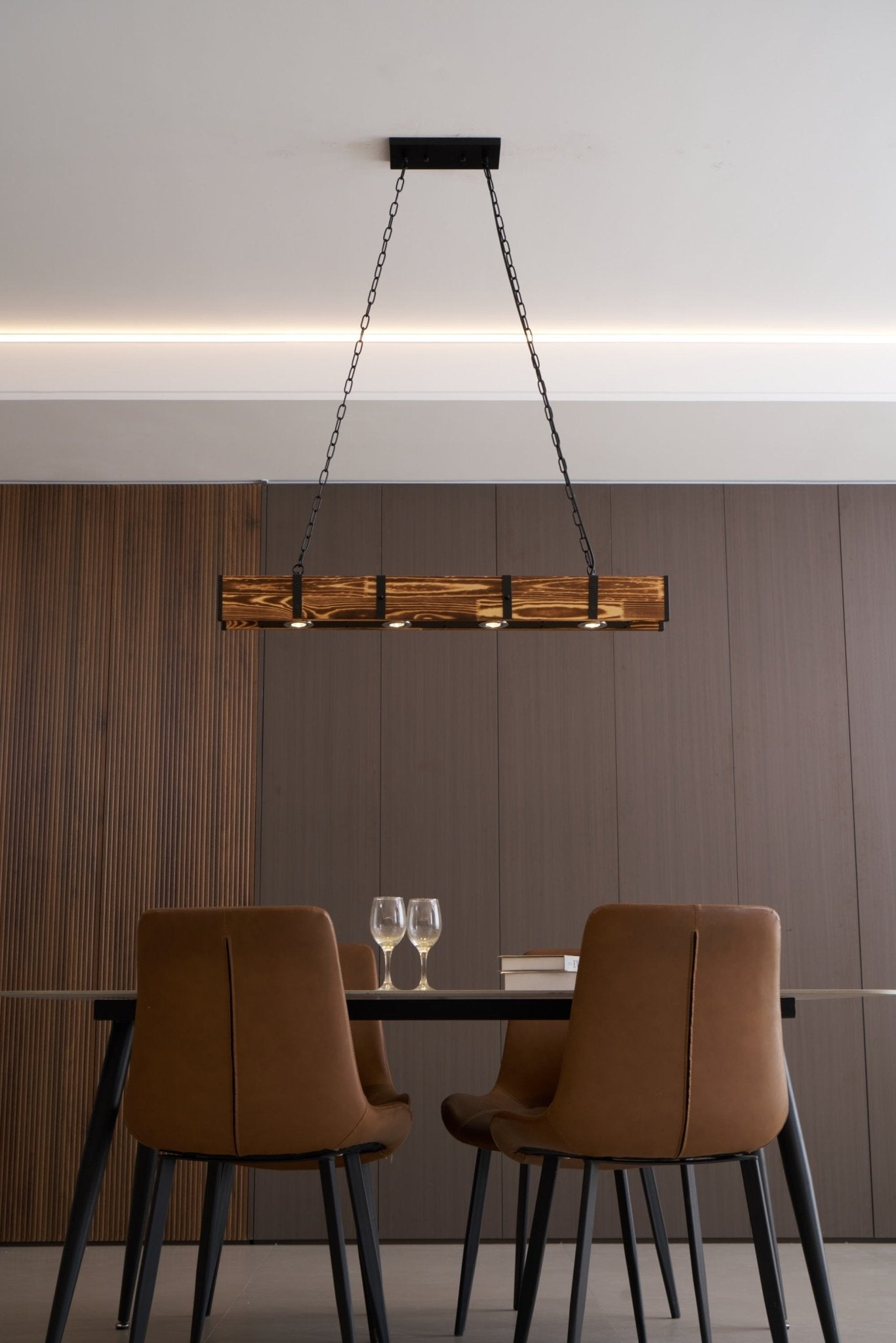 Lustra Kronleuchter Pleva Linear Naturholz-Letslighting