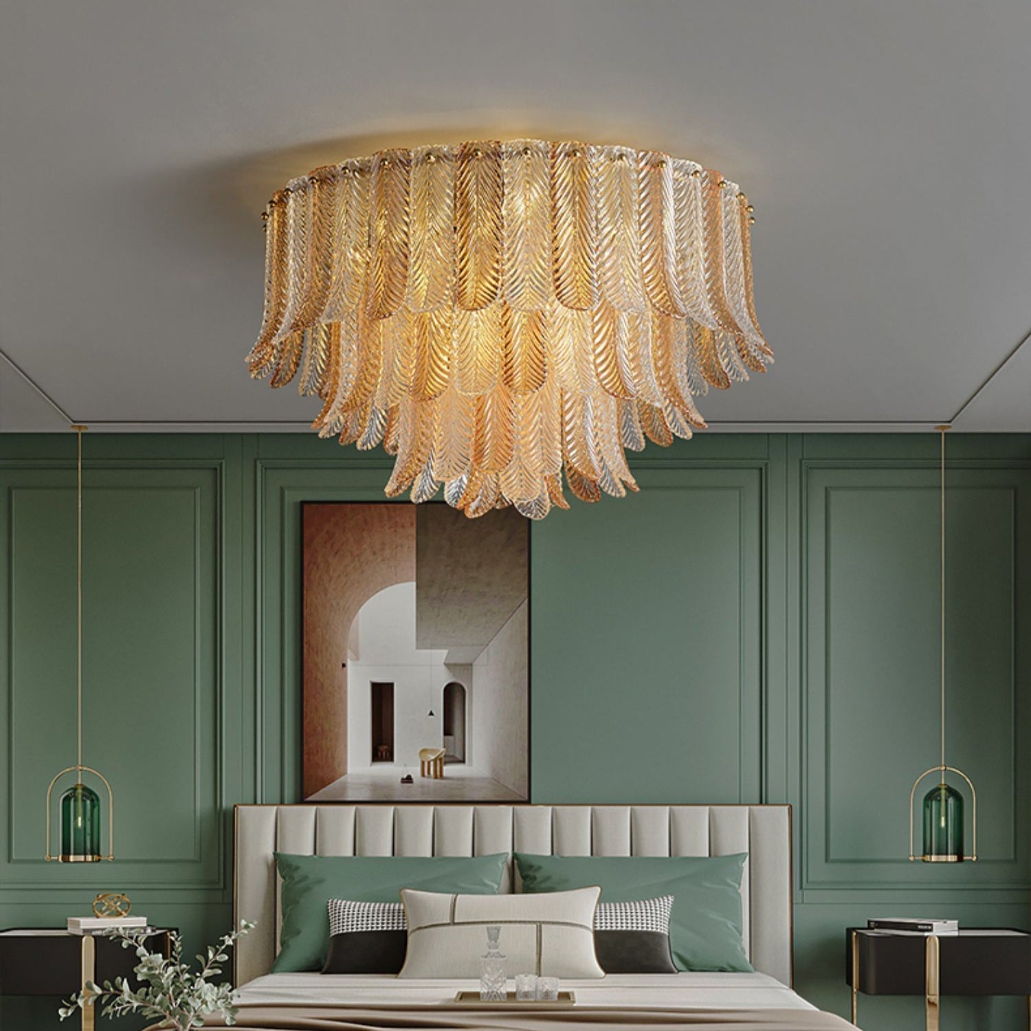 Vosolara Postmoderne Luxus-Deckenleuchte aus Messing und Glas-Letslighting