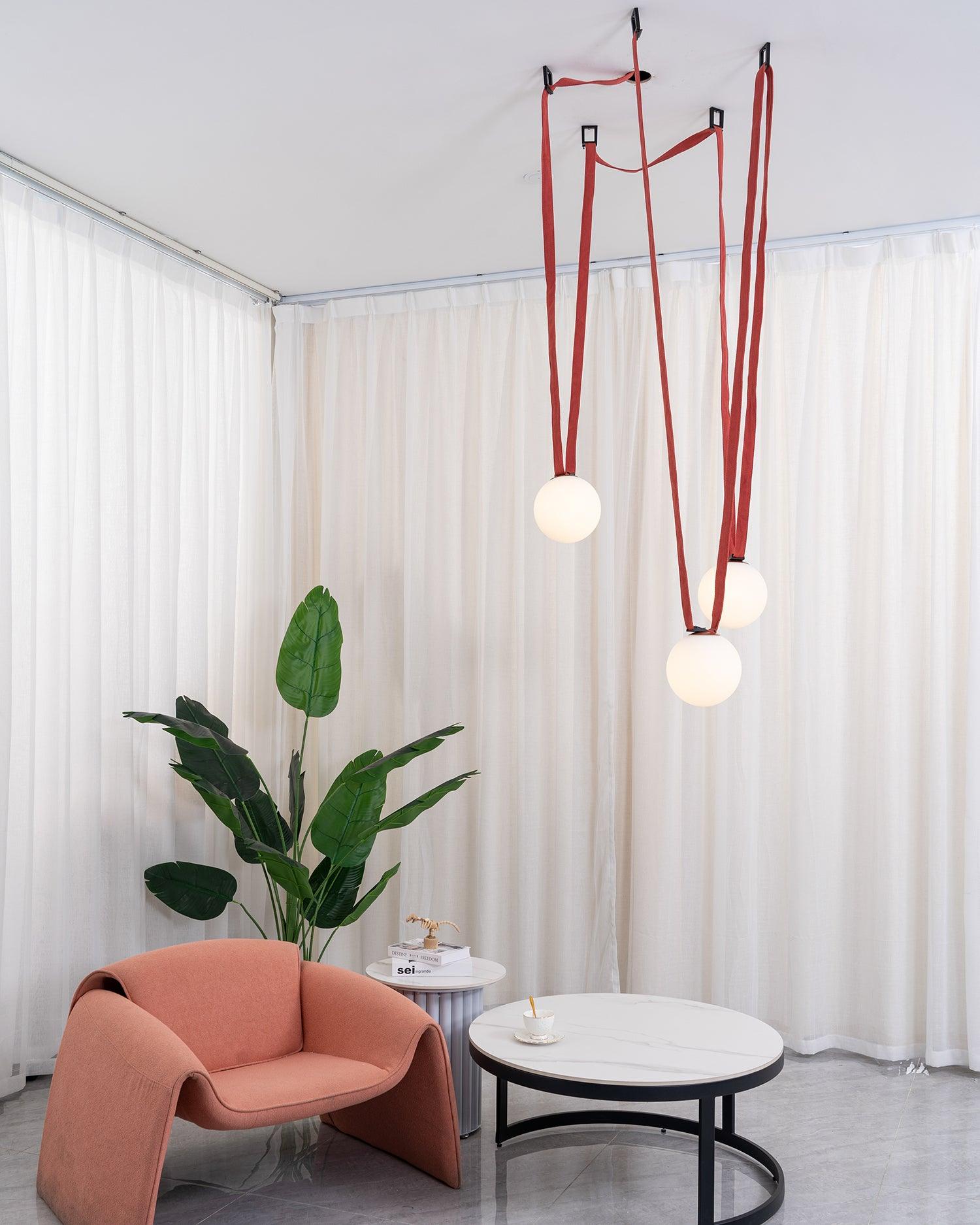 Lustra Pendelleuchte Lederriemen Glas-Letslighting