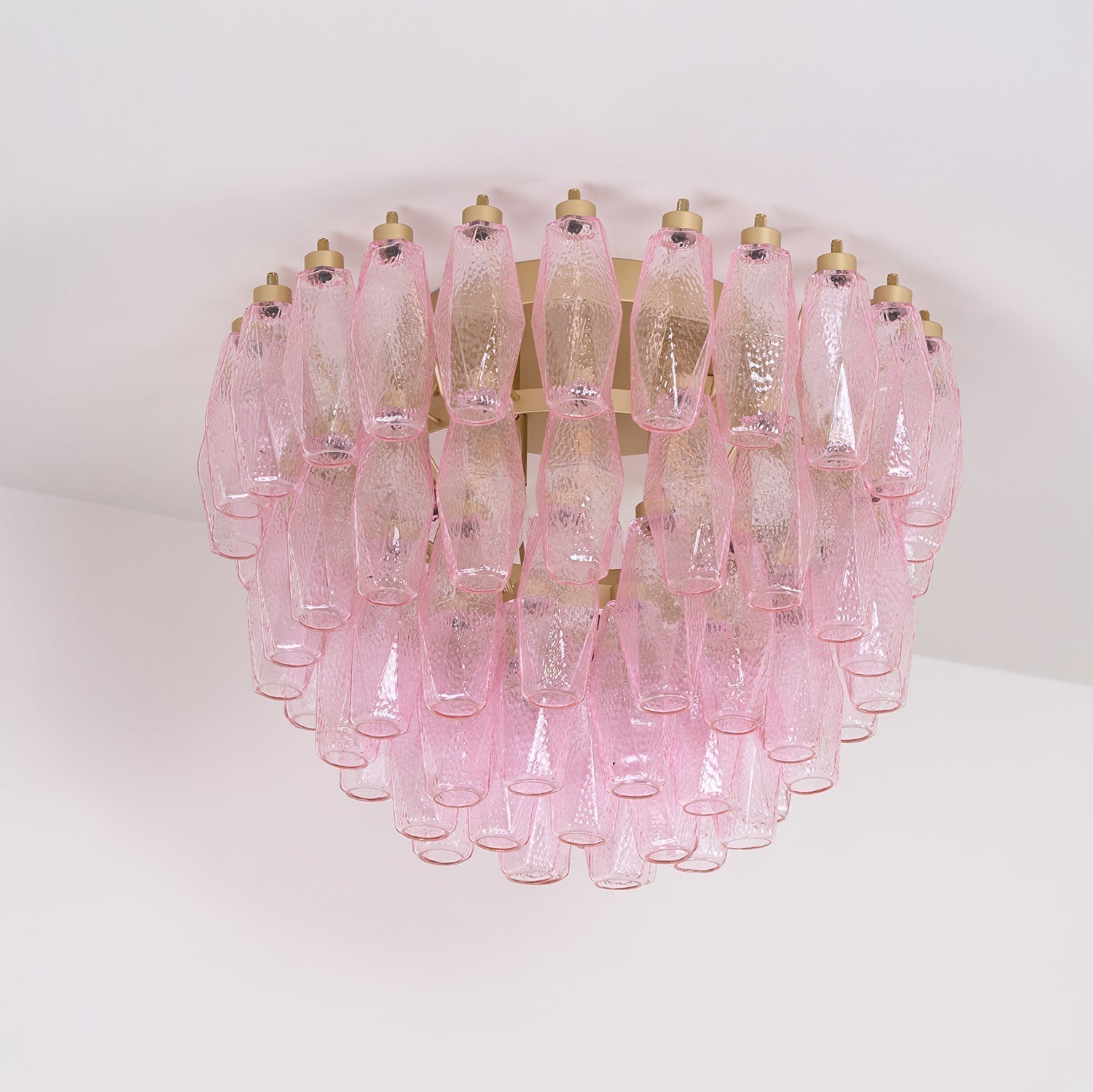 Aurora Ceiling Lamp Poliedri Pink Murano Glass Layered Flush Mount - Neutralighting