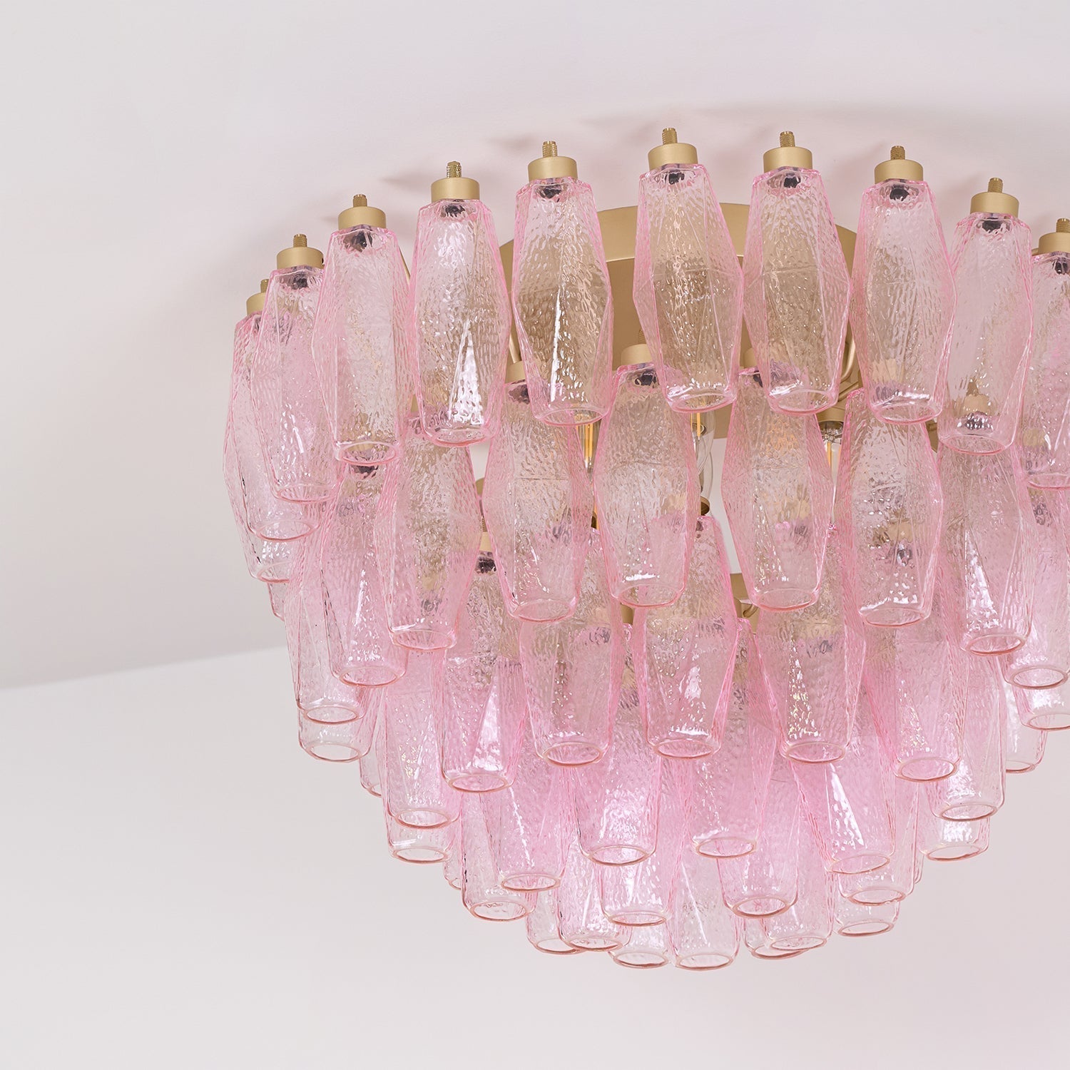 Aurora Ceiling Lamp Poliedri Pink Murano Glass Layered Flush Mount - Neutralighting