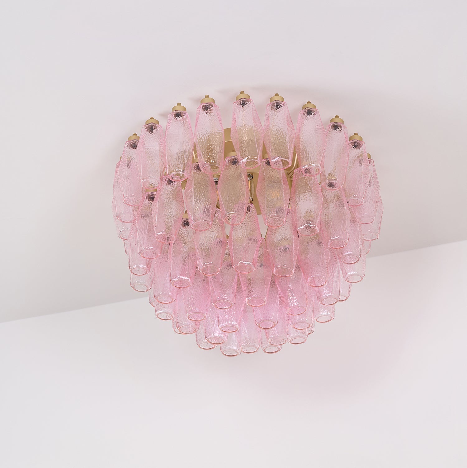 Aurora Ceiling Lamp Poliedri Pink Murano Glass Layered Flush Mount - Neutralighting