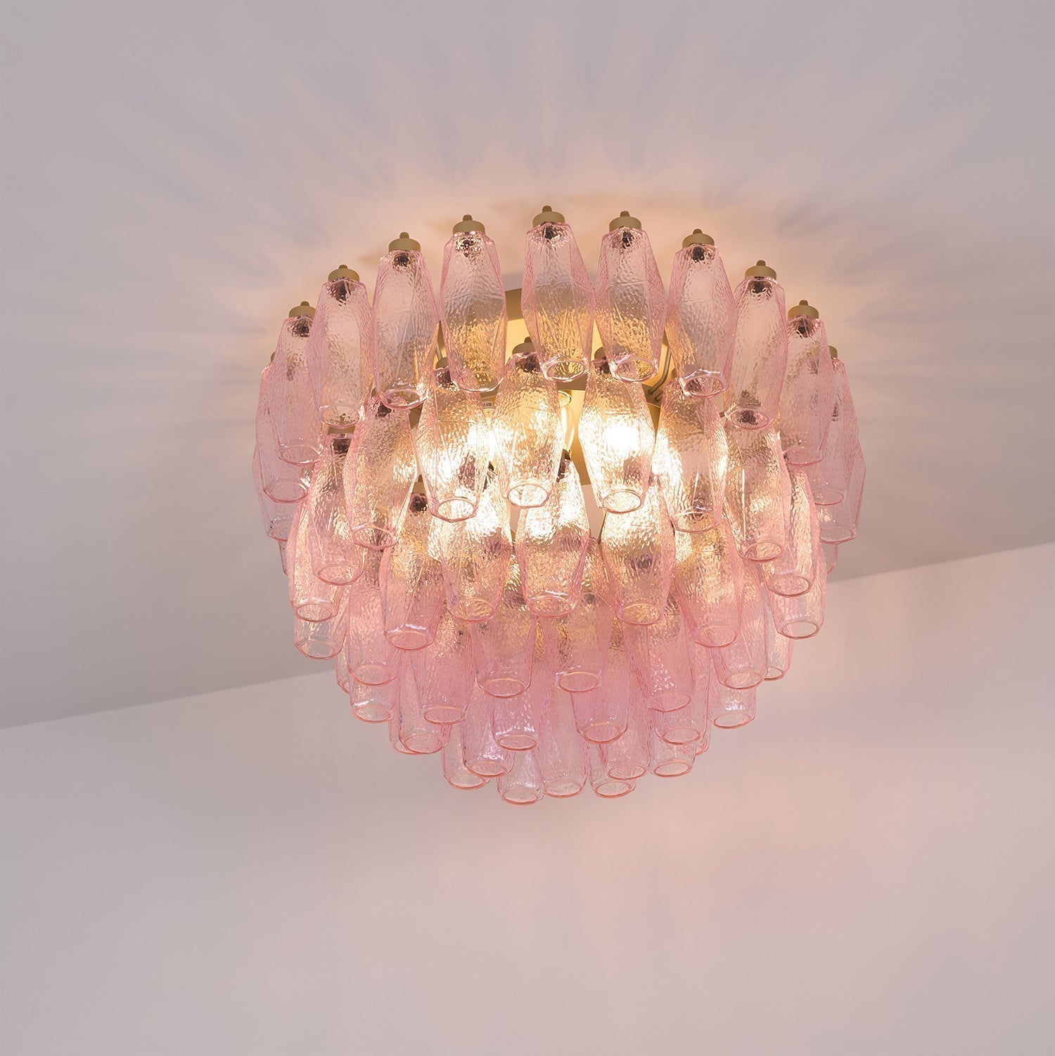 Aurora Ceiling Lamp Poliedri Pink Murano Glass Layered Flush Mount - Neutralighting