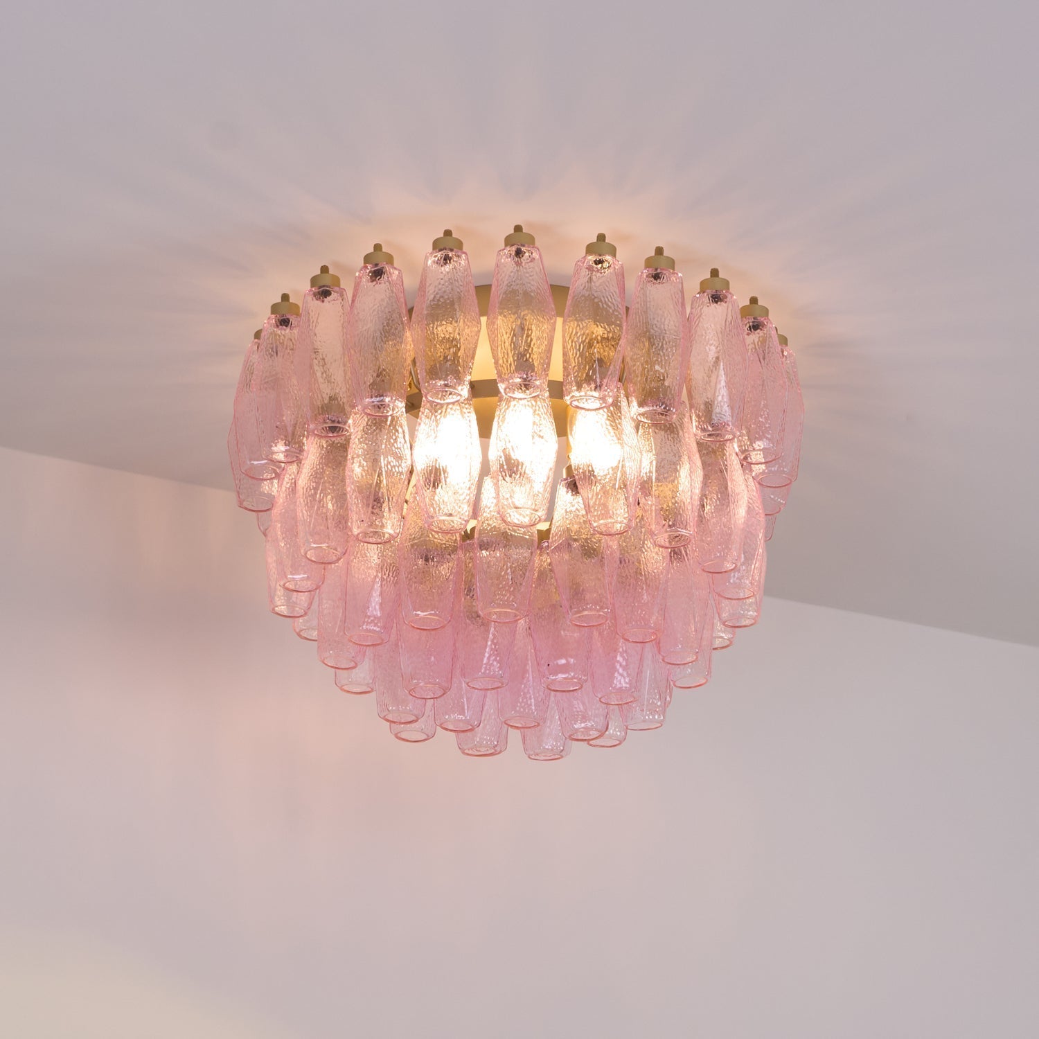 Aurora Ceiling Lamp Poliedri Pink Murano Glass Layered Flush Mount - Neutralighting