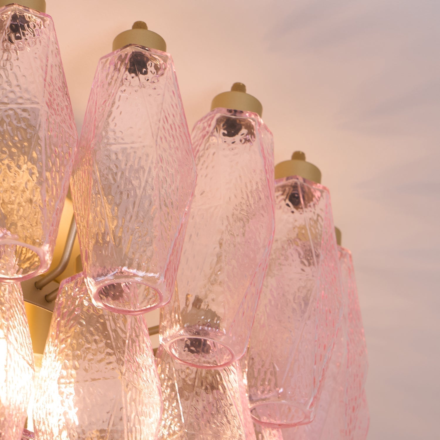 Aurora Ceiling Lamp Poliedri Pink Murano Glass Layered Flush Mount - Neutralighting