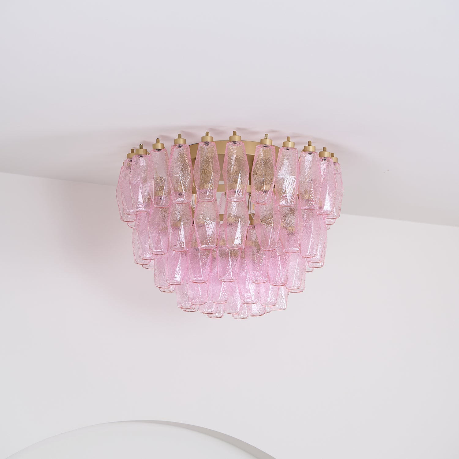 Aurora Ceiling Lamp Poliedri Pink Murano Glass Layered Flush Mount - Neutralighting