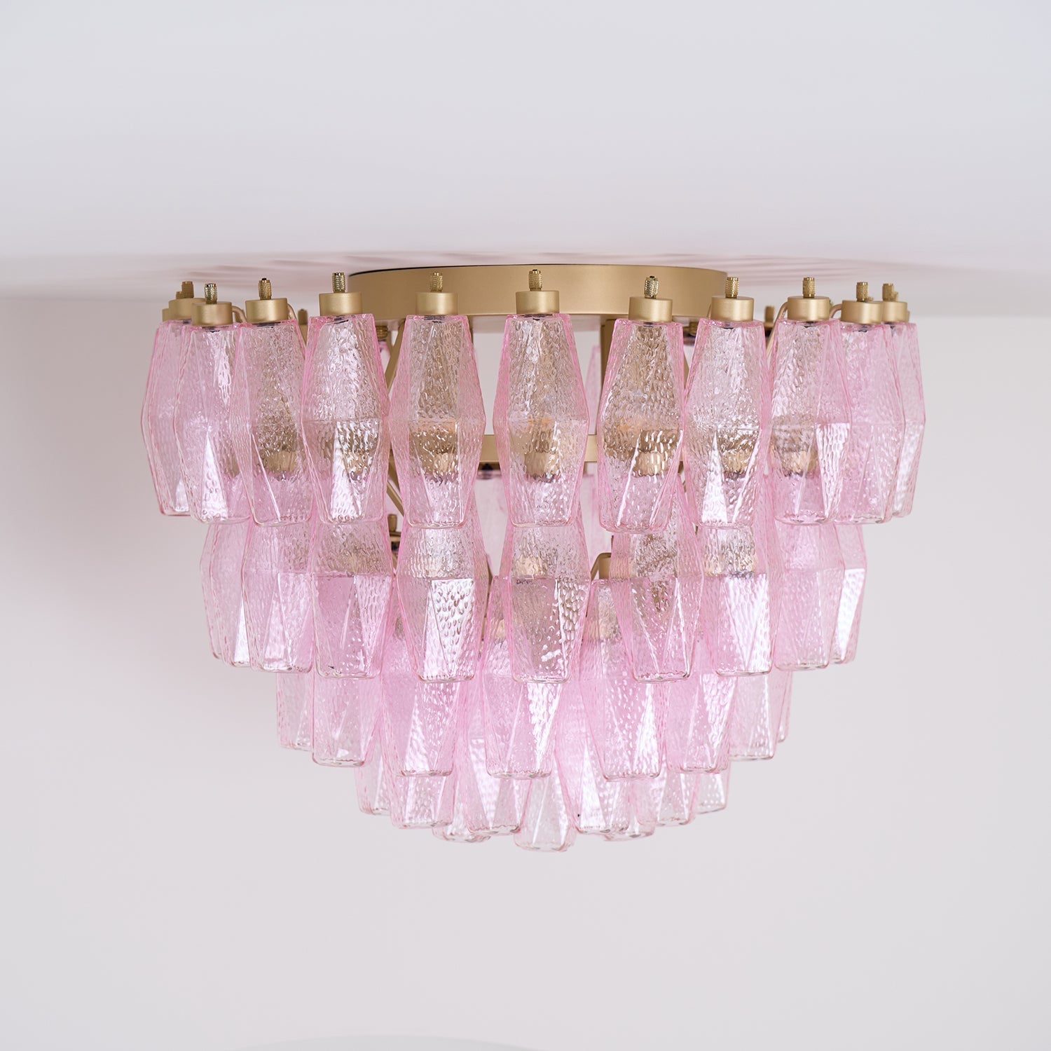 Aurora Ceiling Lamp Poliedri Pink Murano Glass Layered Flush Mount - Neutralighting