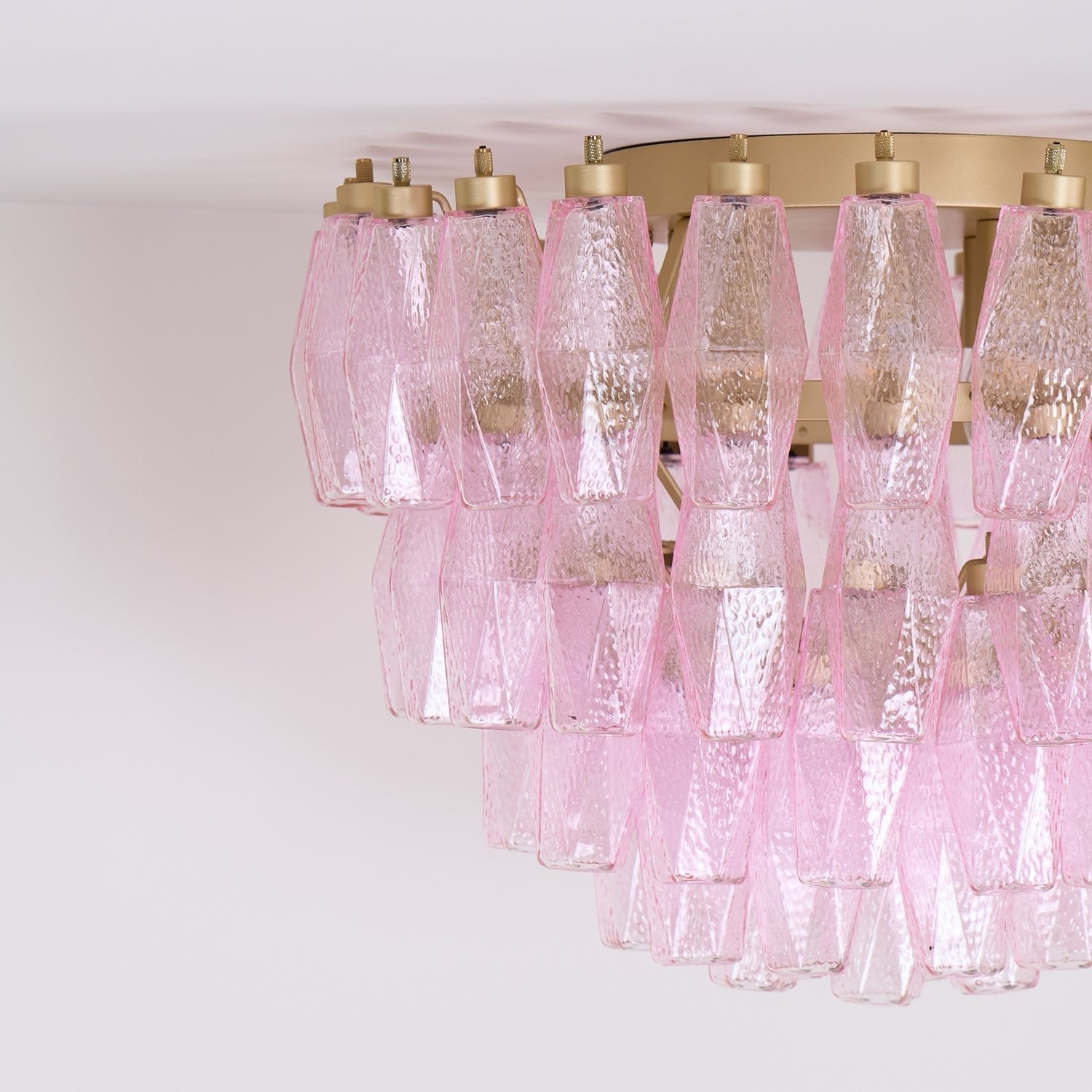Aurora Ceiling Lamp Poliedri Pink Murano Glass Layered Flush Mount - Neutralighting