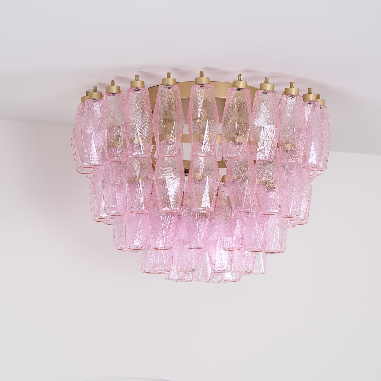Aurora Ceiling Lamp Poliedri Pink Murano Glass Layered Flush Mount - Neutralighting