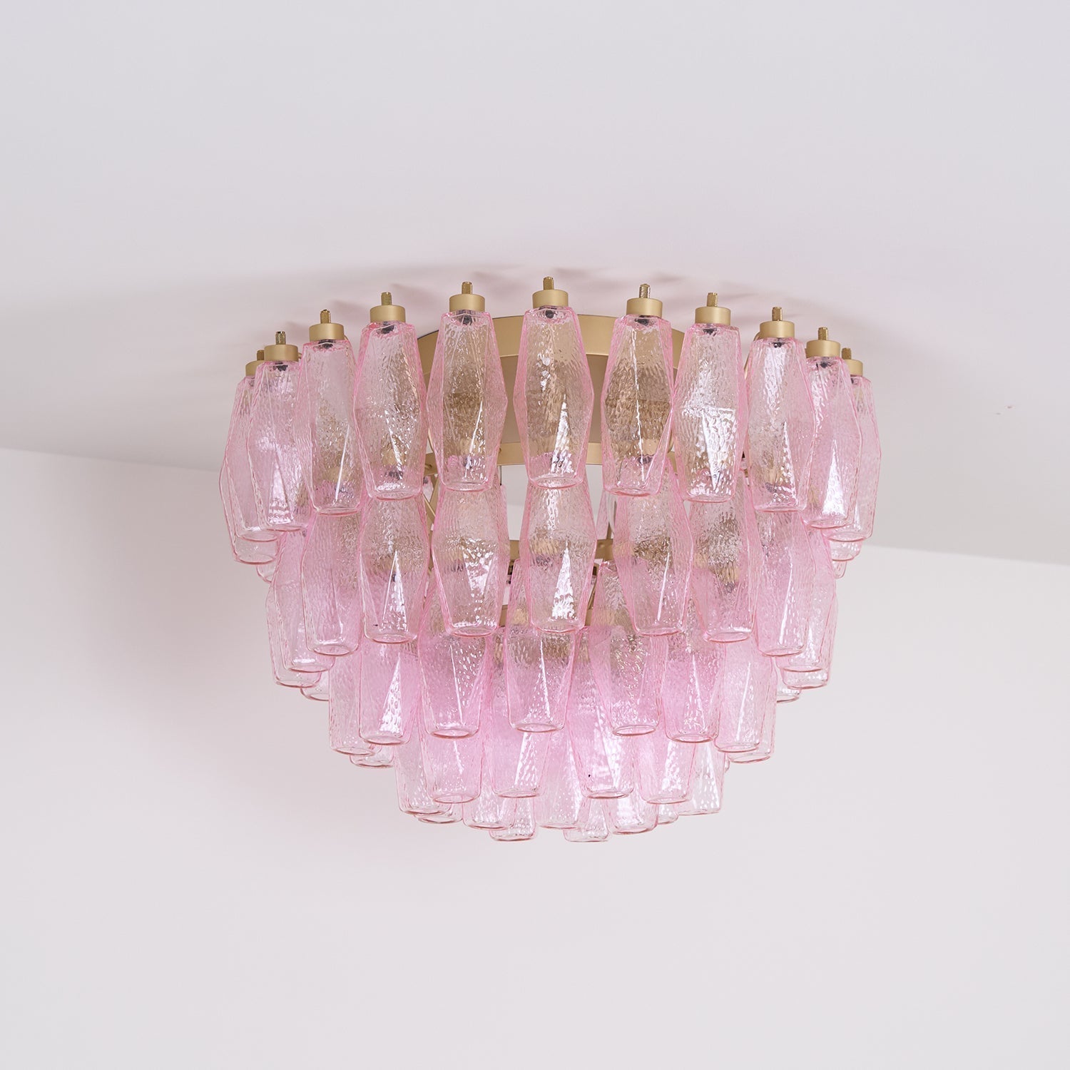 Aurora Ceiling Lamp Poliedri Pink Murano Glass Layered Flush Mount - Neutralighting