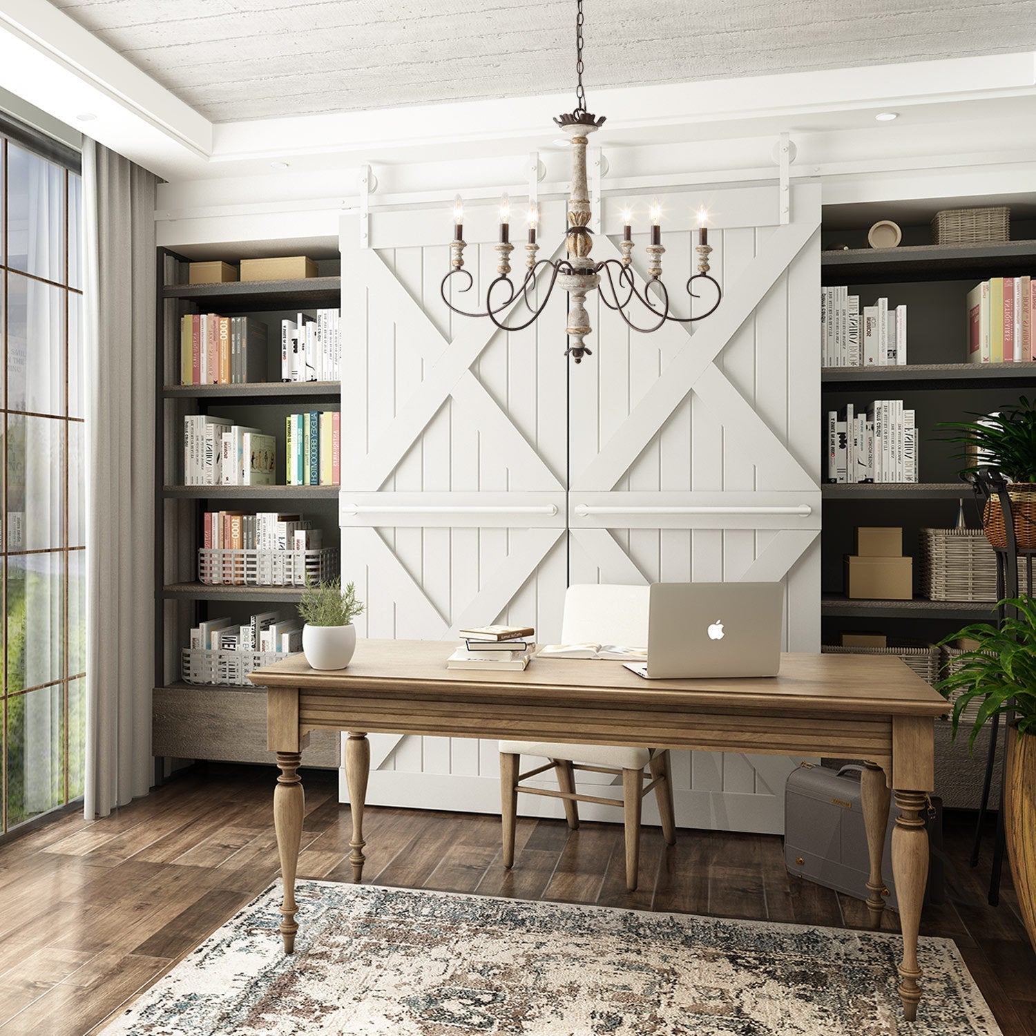 Zonorira Vintage Kronleuchter aus Holz in Kerzenform-Letslighting