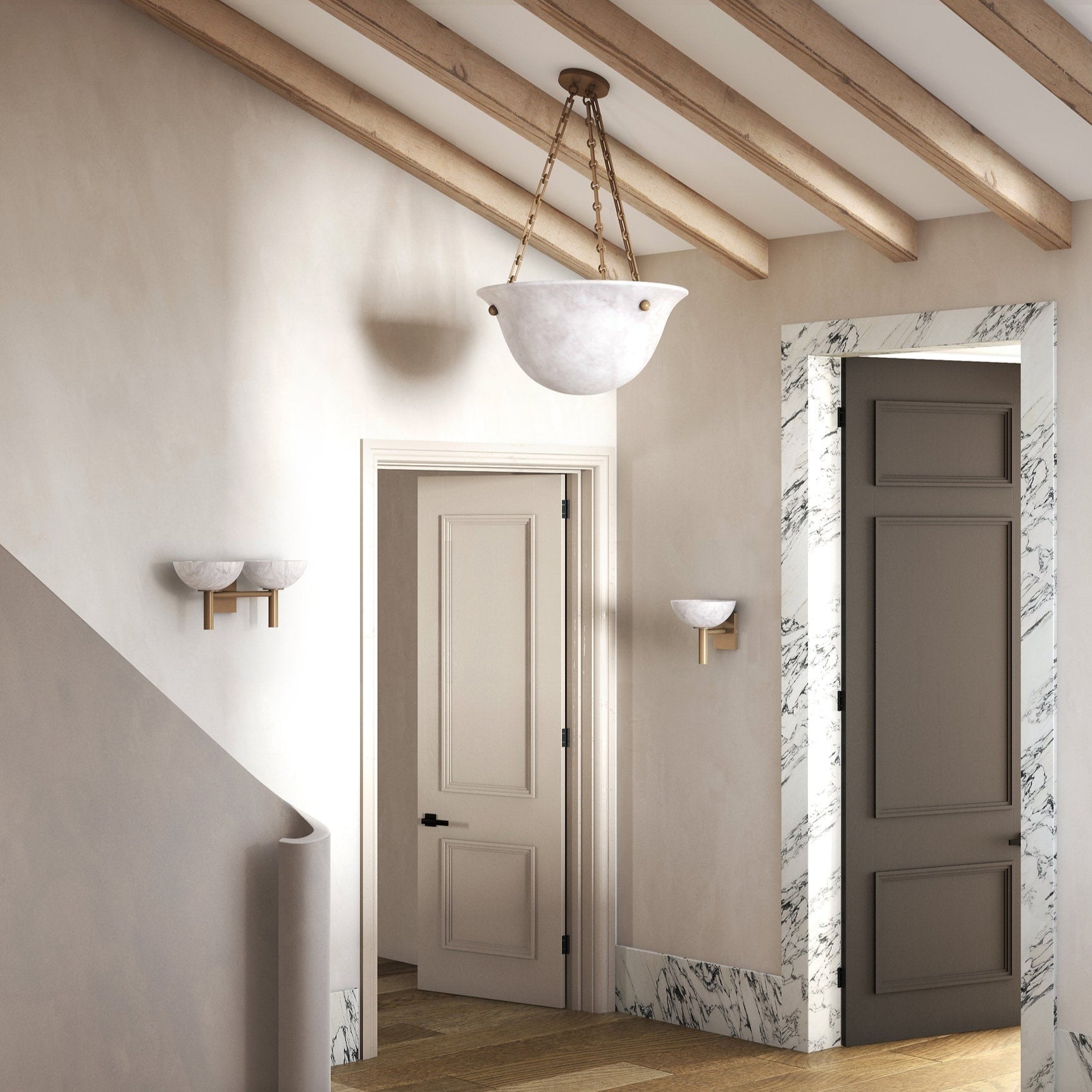 Weft Modern Minimalist Alabaster Metal Wall Lamp - Letslighting