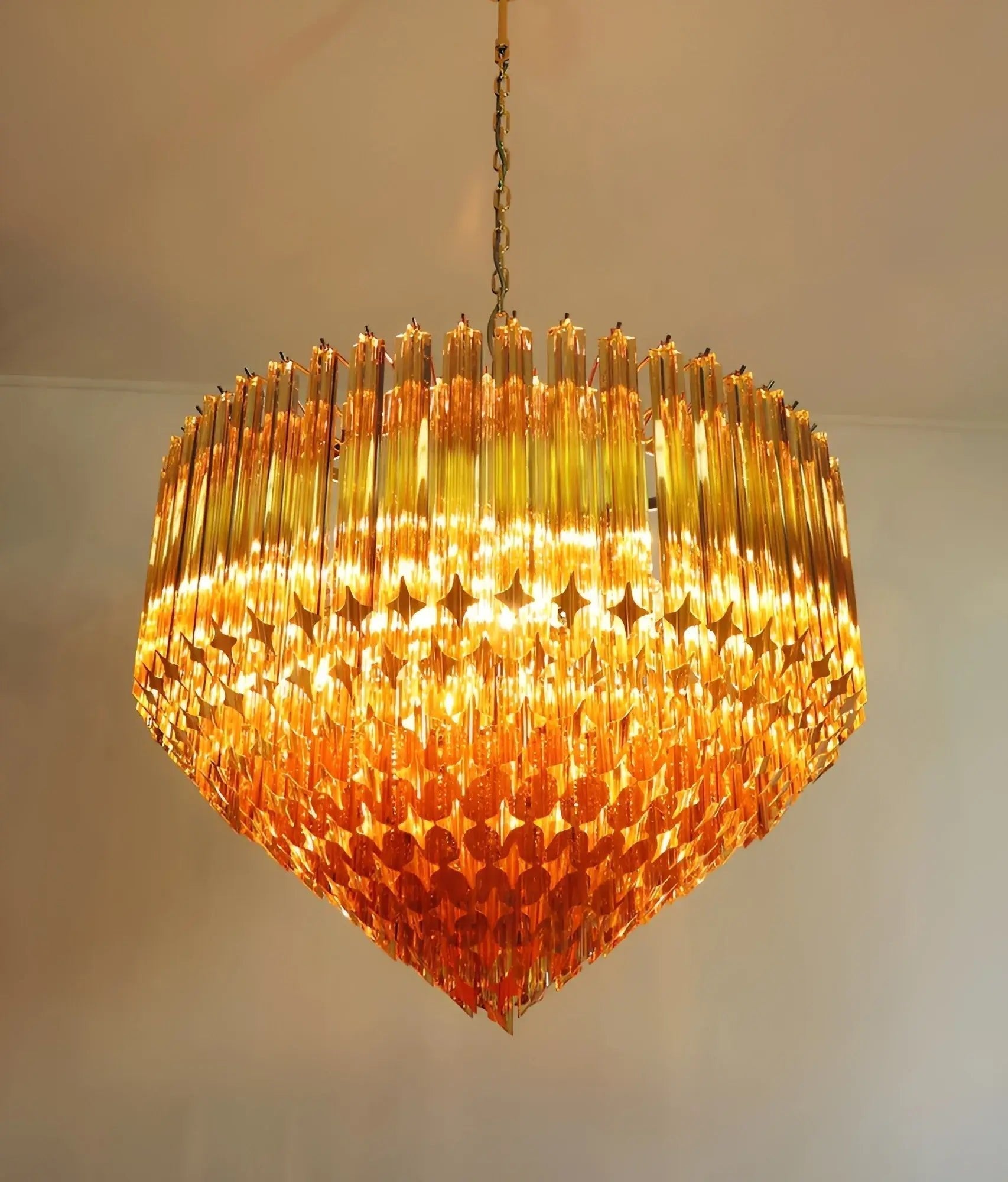 Aurora Chandelier Amber Murano Glass Prism Grand Art - Neutralighting