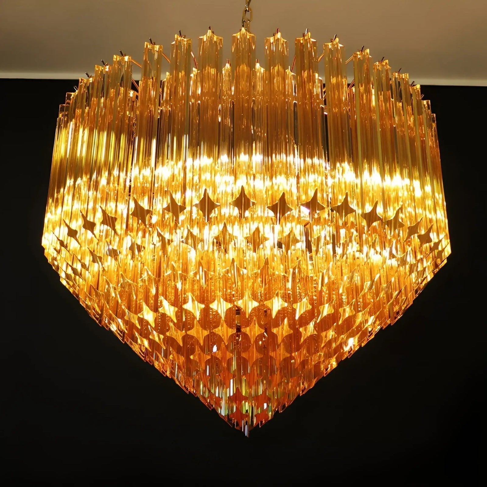 Aurora Chandelier Amber Murano Glass Prism Grand Art - Neutralighting