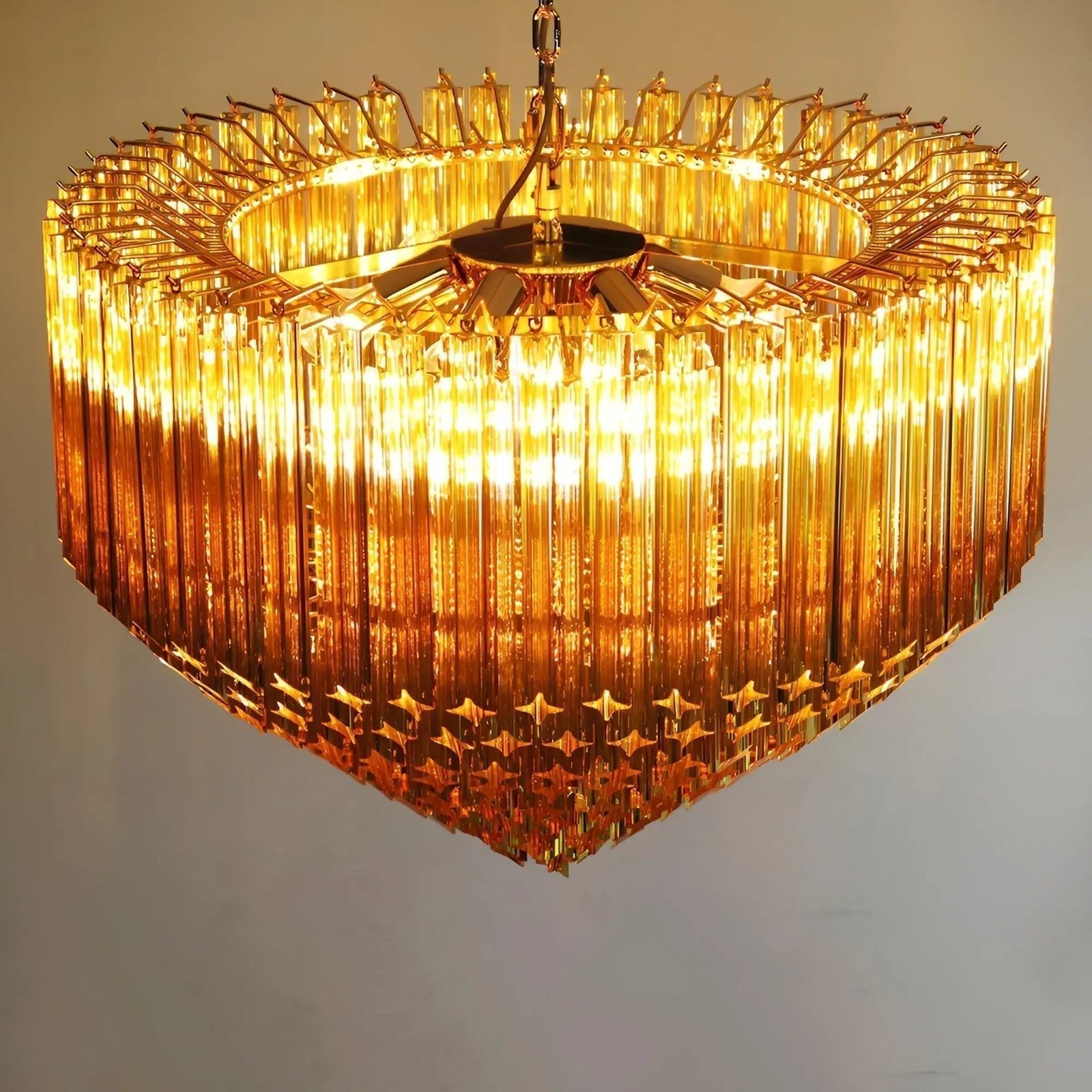 Aurora Chandelier Amber Murano Glass Prism Grand Art - Neutralighting
