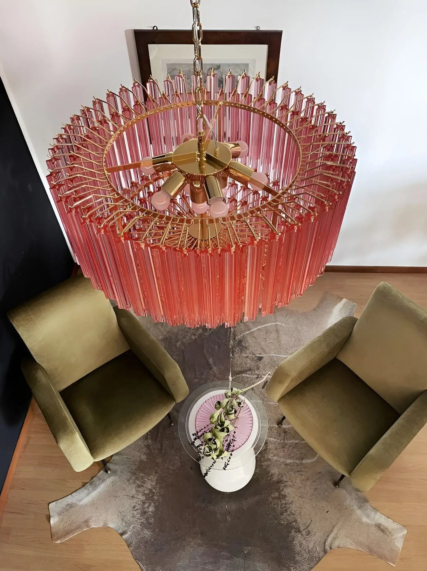 Aurora Chandelier Pink Glass Prisms Geometric - Neutralighting